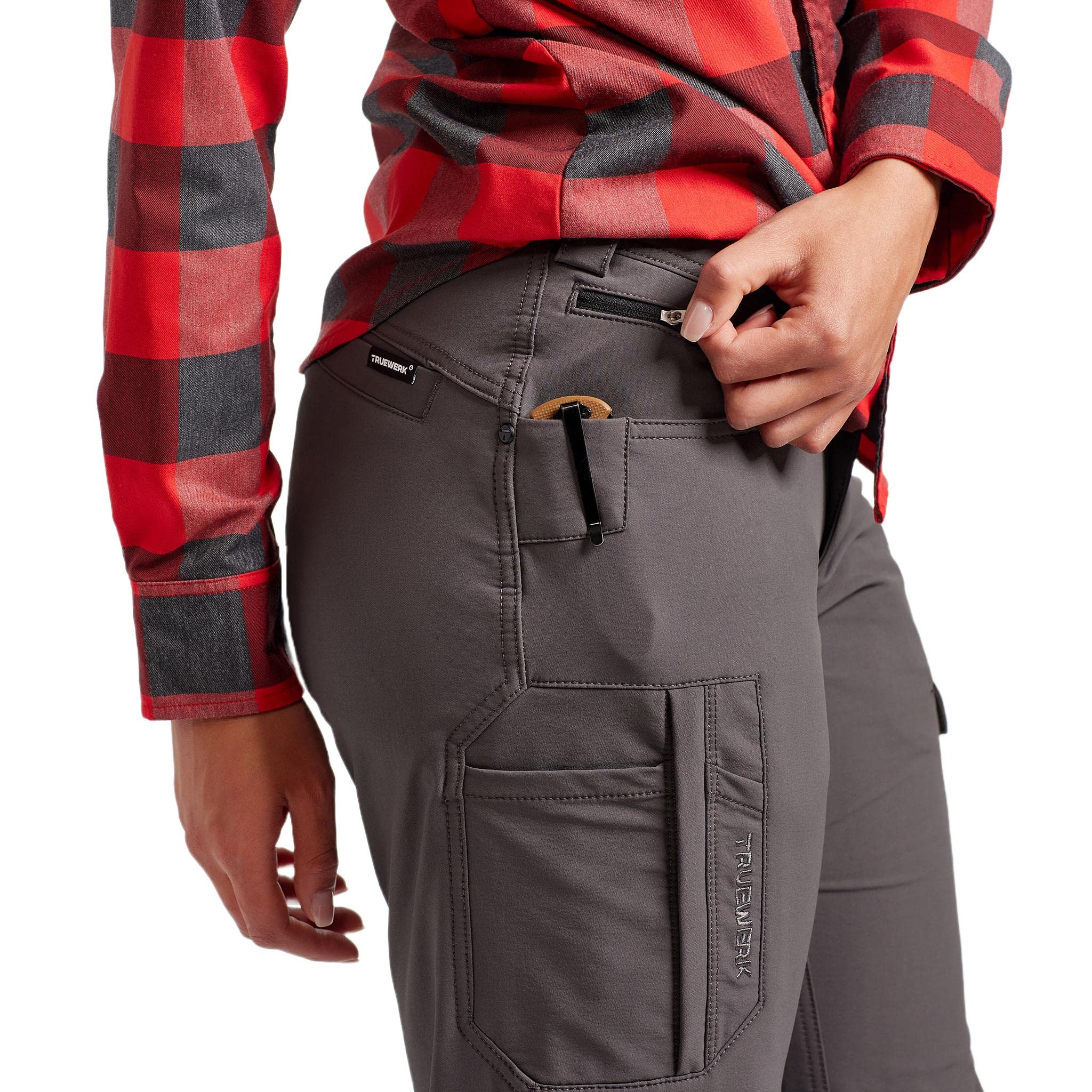 TRUEWERK Women's Workwear Pants - T1 WerkPants - Relaxed Fit, Lightweight, Moisture Wicking Cargo Pants with 4-Way Stretch for Construction, Landscaping & Outdoor Work