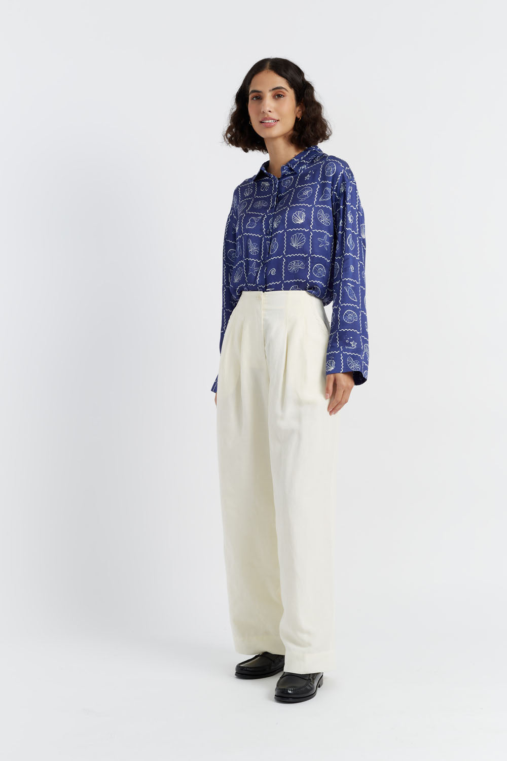 Premium Cream Tencel Linen Pleated Pants for Women - Comfortable Summer Wide Leg Trousers for Office, Travel & Casual Wear