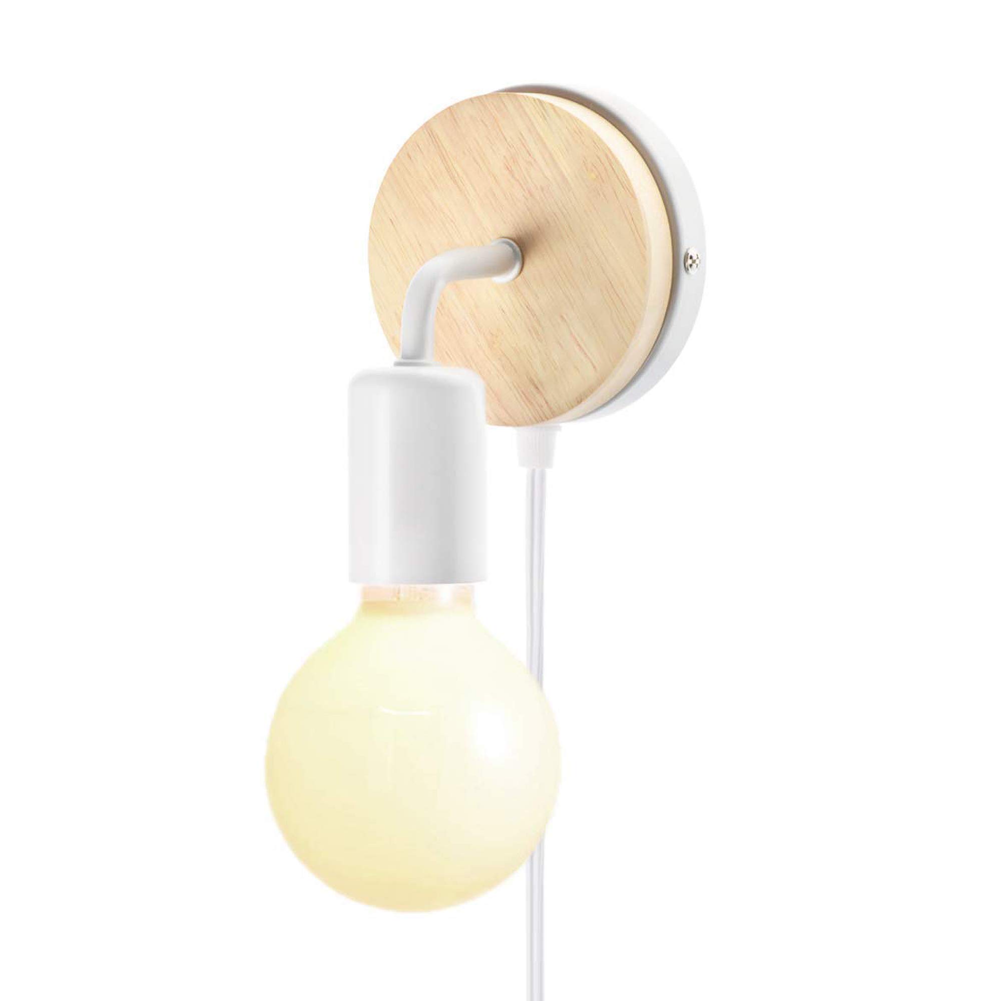 KIRIN Plug-in Wall Lamp with On/Off Switch - Modern White Wall Sconce Lighting for Bedroom, Living Room & Reading Nook - Perfect for Ambient Lighting and Cozy Spaces