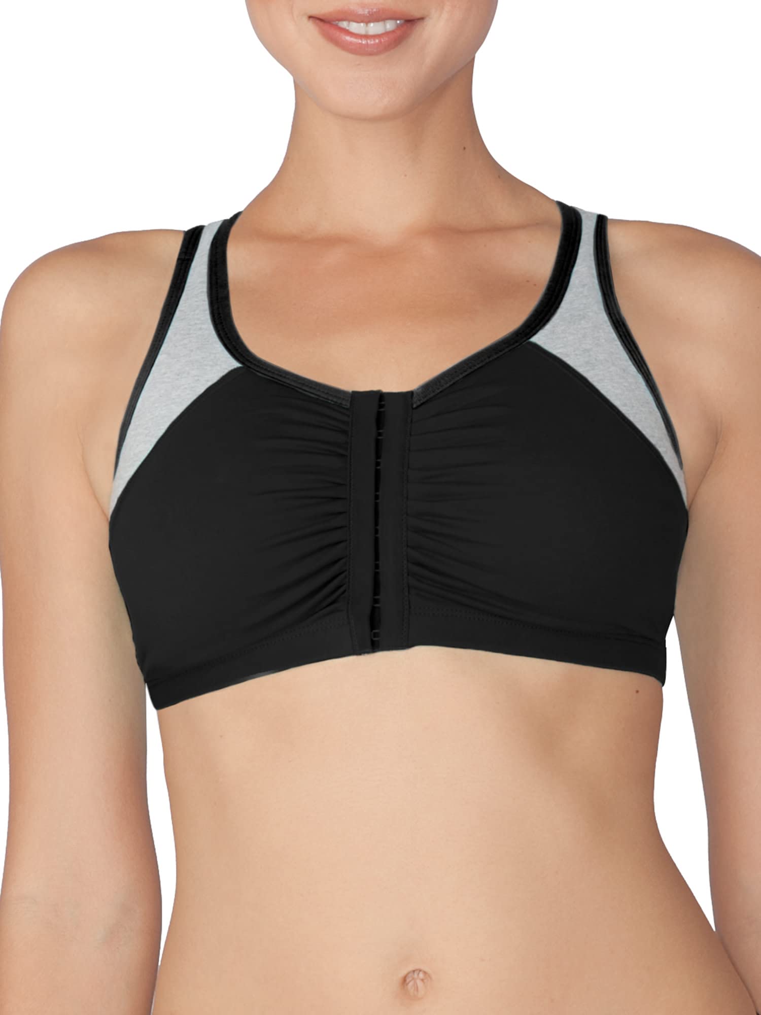Fruit of the Loom Women's Front Close Built-Up Sports Bra - Comfortable Support for Yoga, Running & Gym Workouts