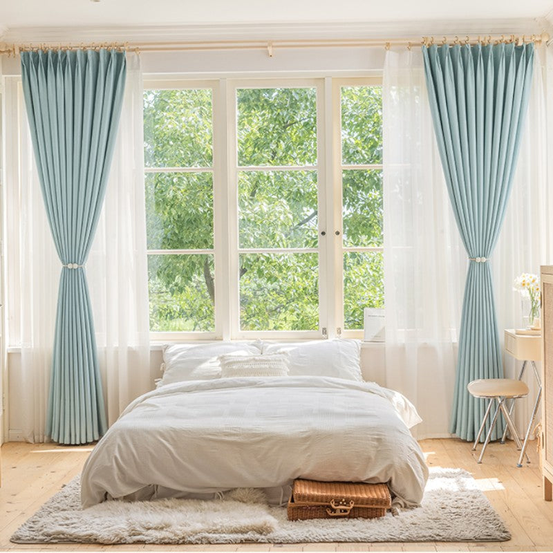 Lorelai Cotton Linen Gingham Wave Textured Blackout Curtains for Bedroom & Living Room - Custom Size Thermal Insulated Window Drapes for Home Decor
