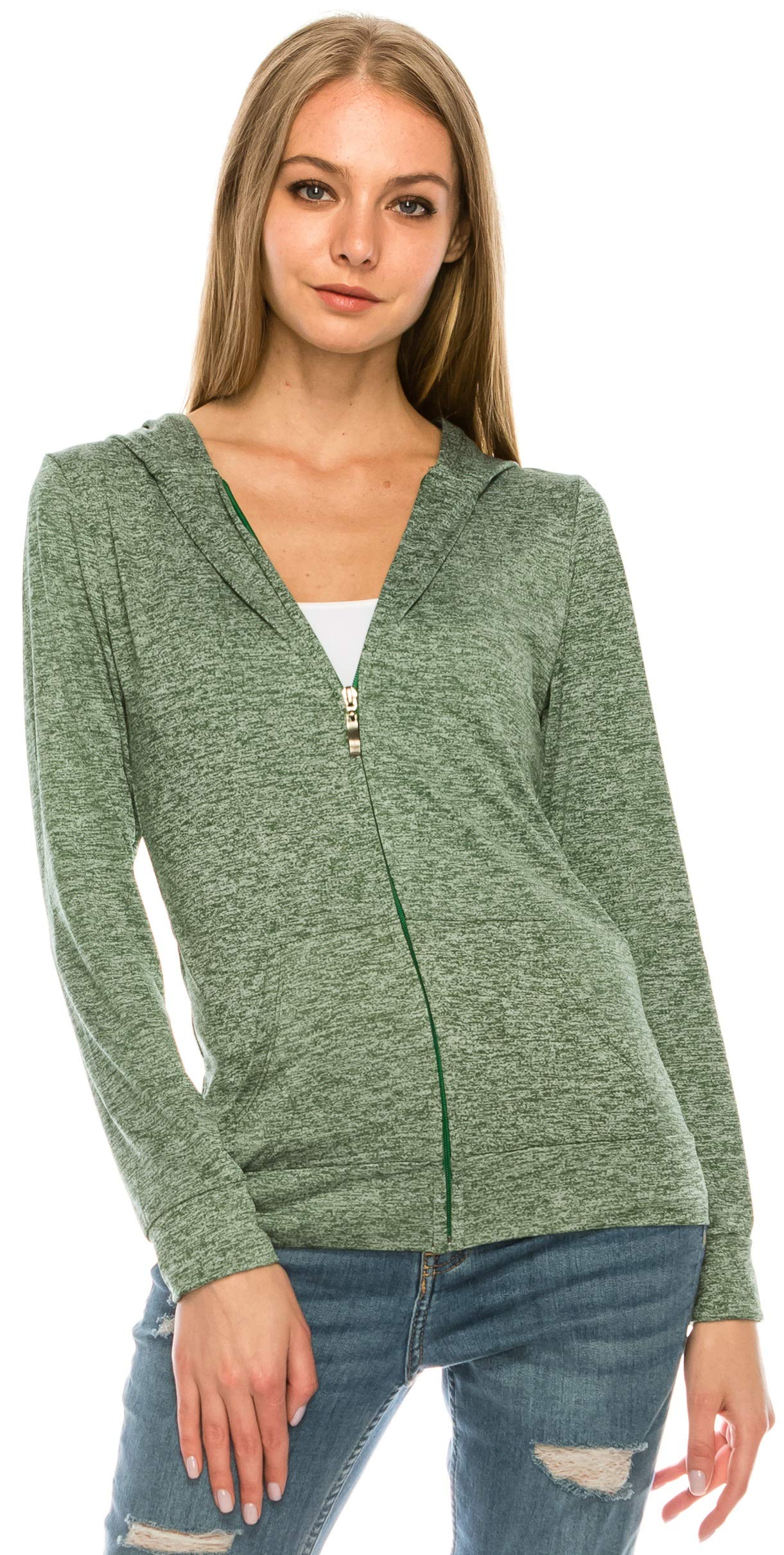 Eevee Women's Lightweight Full Zip Hoodie Jacket - Slim Fit Active Sweatshirt for Yoga, Running & Casual Wear