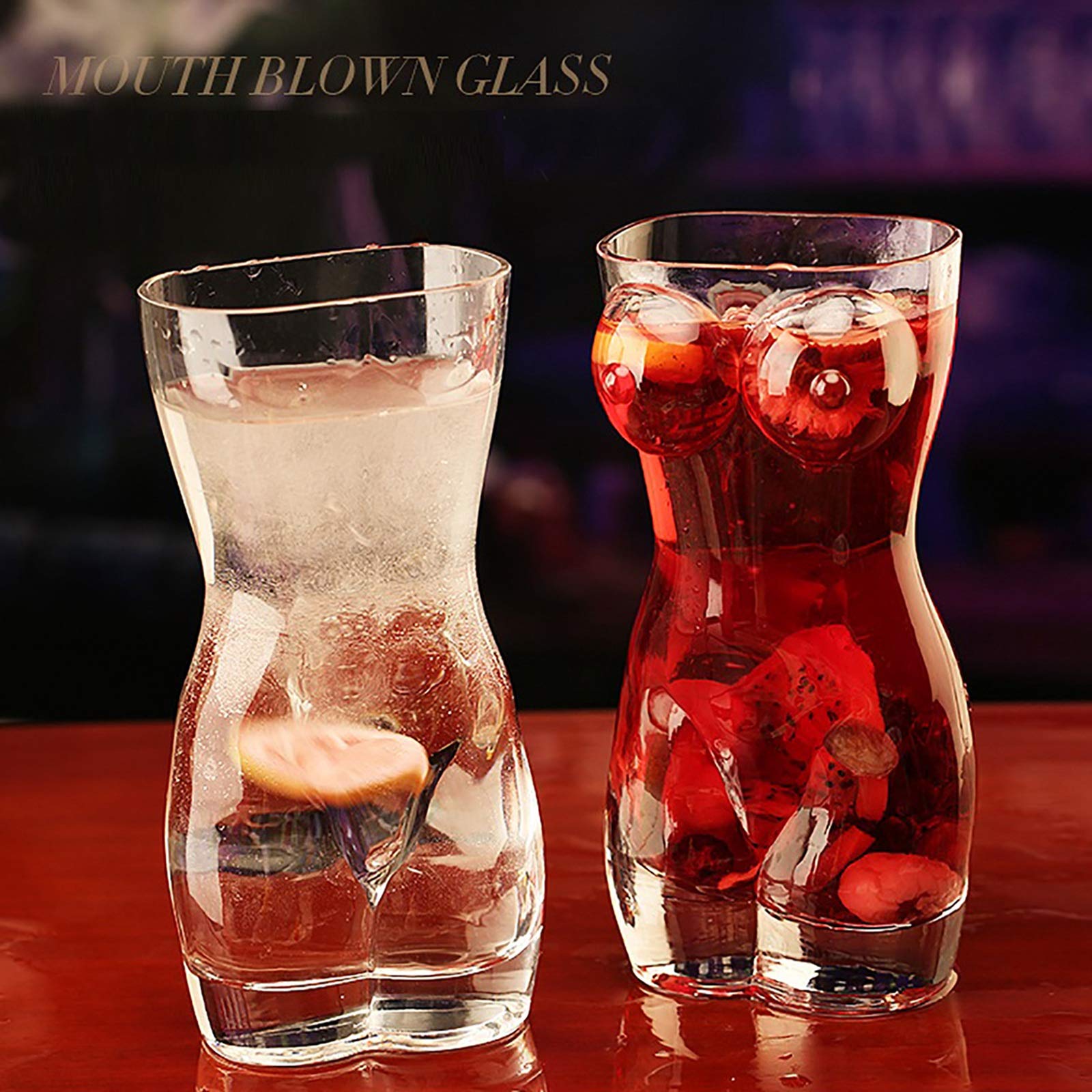 Elegant Clear Glass Wine Cups - Unique Body Shaped Bar Glasses for Cocktails & Champagne - Perfect for Romantic Dinners, Bachelorette Parties & Gift Giving