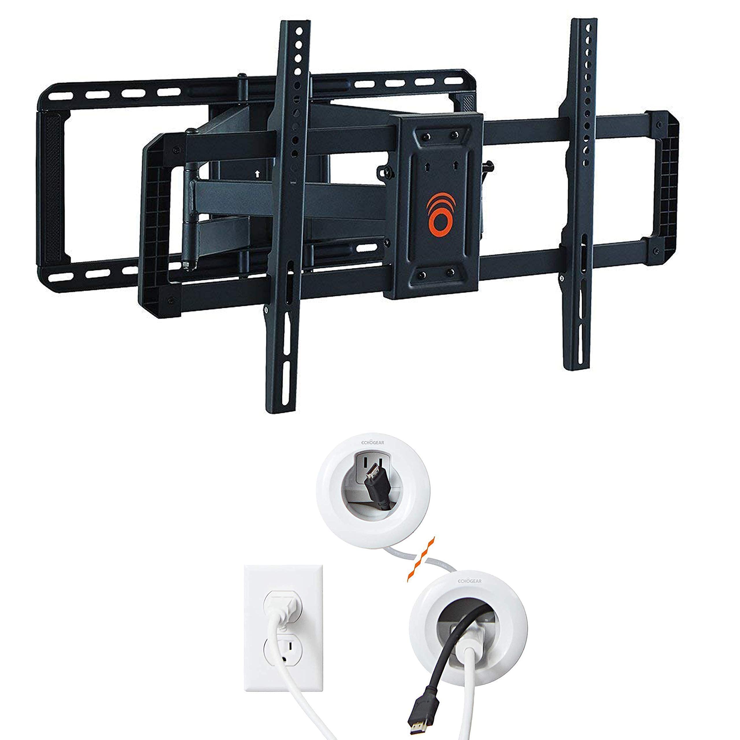 ECHOGEAR Full Motion TV Wall Mount with In-Wall Power Kit - Hide Wires & Mount Flat Screen TVs 32-80 Inch for Living Room, Bedroom, Home Theater