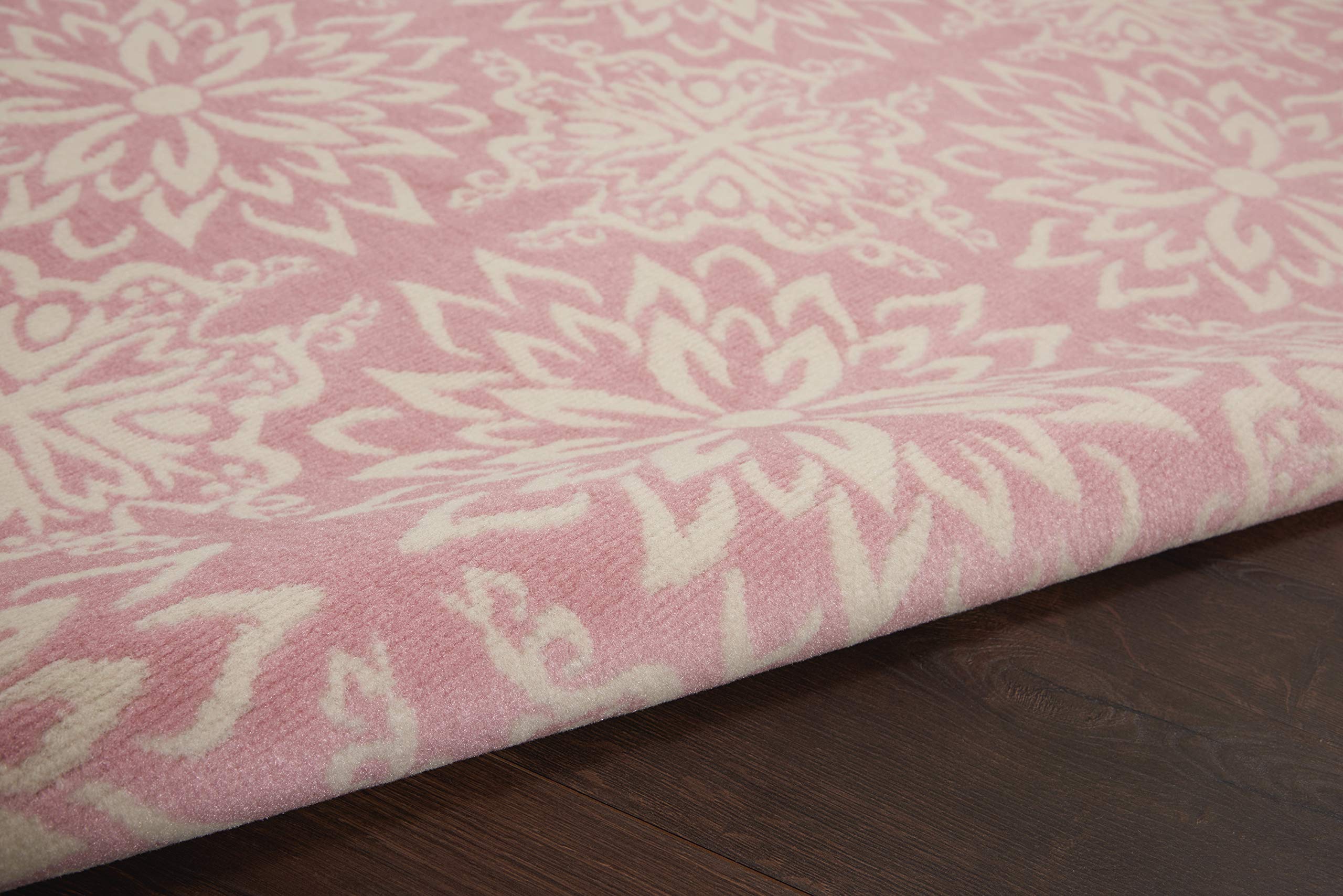 Nourison Jubilant Floral Ivory/Pink 6' x 9' Area Rug - Easy Cleaning, Non-Shedding, Soft & Durable - Perfect for Bedroom, Living Room, Dining Room & Kitchen Decor (6x9)