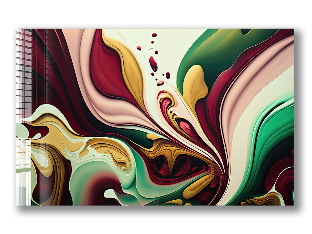 Red & Green Abstract Wall Art - Modern Canvas Painting for Home & Office Decor - Perfect for Living Room, Bedroom, or Workspace