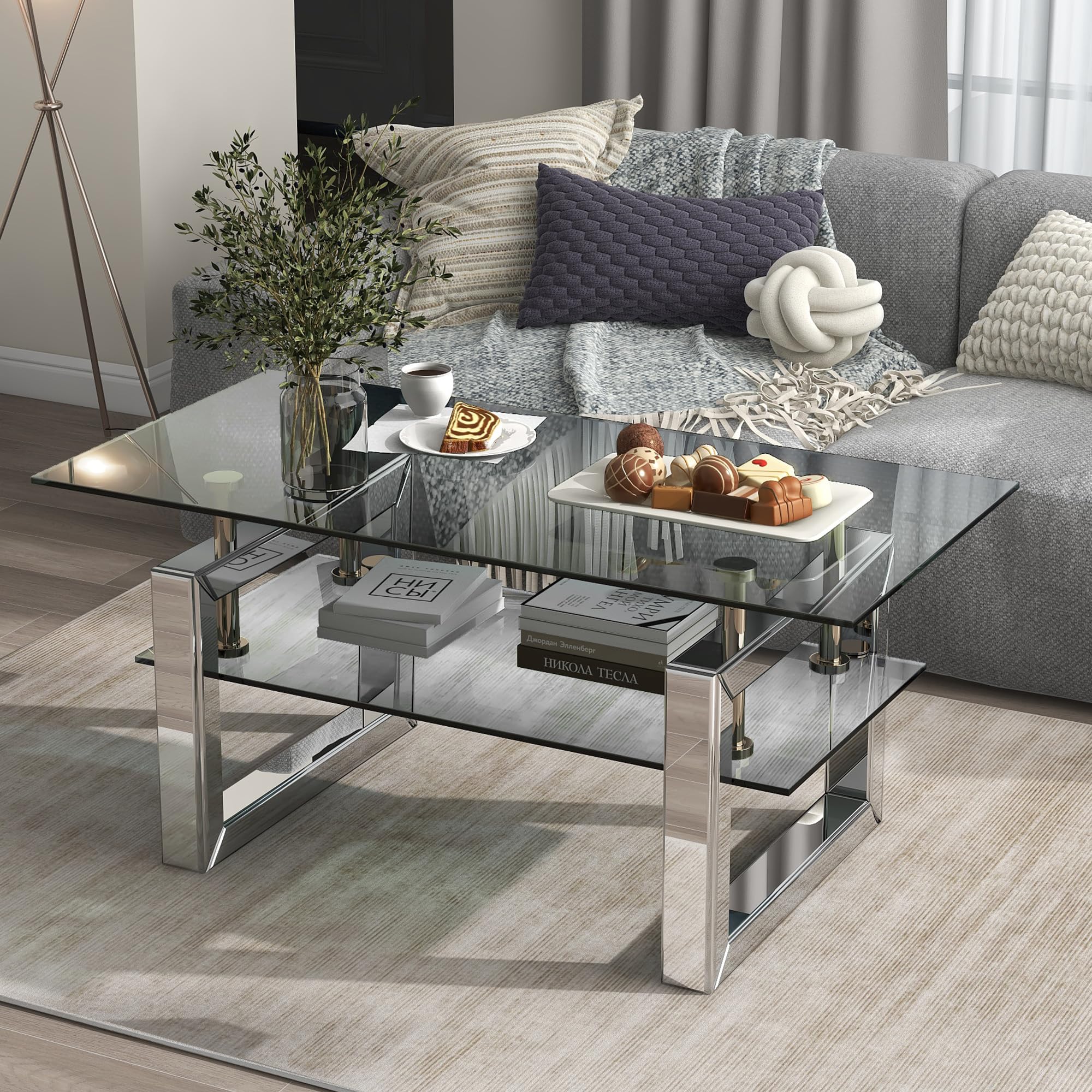 Modern Glass Coffee Table for Living Room & Office - 39.4