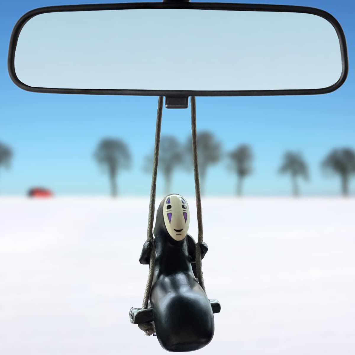 No Face Man Anime Car Pendant Hanging Swing - Cute Car Accessories for Rear View Mirror, Home Office & Garden Decor - Perfect for Studio Ghibli Fans and Kawaii Lovers