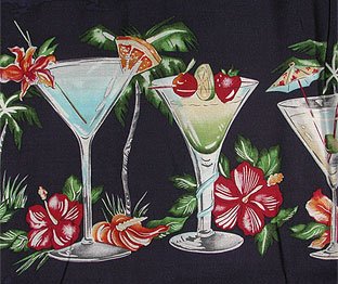 Men's Hawaiian Aloha Rayon Shirt - Tropical Martini Tiki Print Casual Button-Up for Beach Parties & Summer Vacations