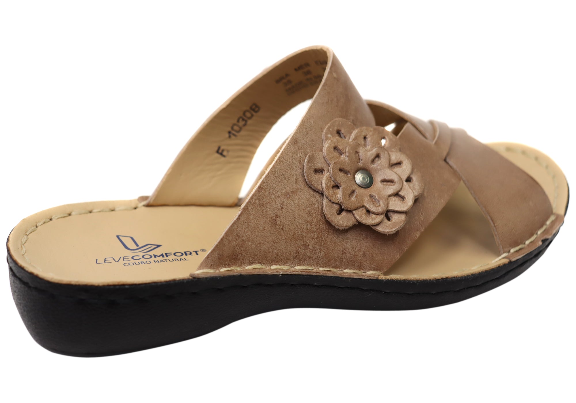 Levecomfort Debra Women's Brazilian Comfortable Leather Slides Sandals - Soft & Supportive for Casual Wear, Beach, and Home Use