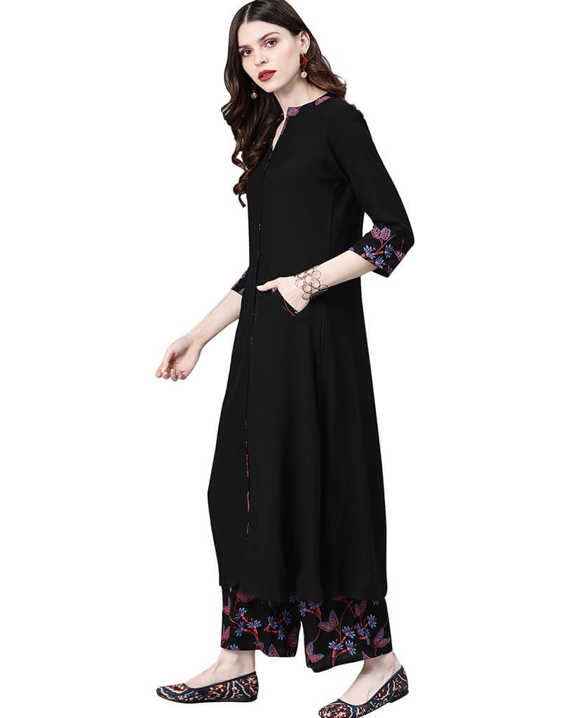 Black Rayon Palazzo Straight Pants for Women - Comfortable Wide Leg Trousers for Office, Travel & Casual Wear