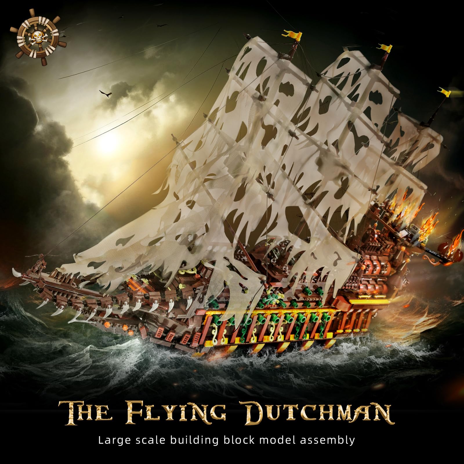 Mould King 13197 Pirate Ship Building Set - 4364 Piece MOC Flying Dutchman Model Boat, Advanced Construction Toy for Adults & Teens | Halloween Decor, Christmas Gift, Birthday Present, Collector's Item | Perfect for Home Display, Office Decoration & Model Ship Enthusiasts