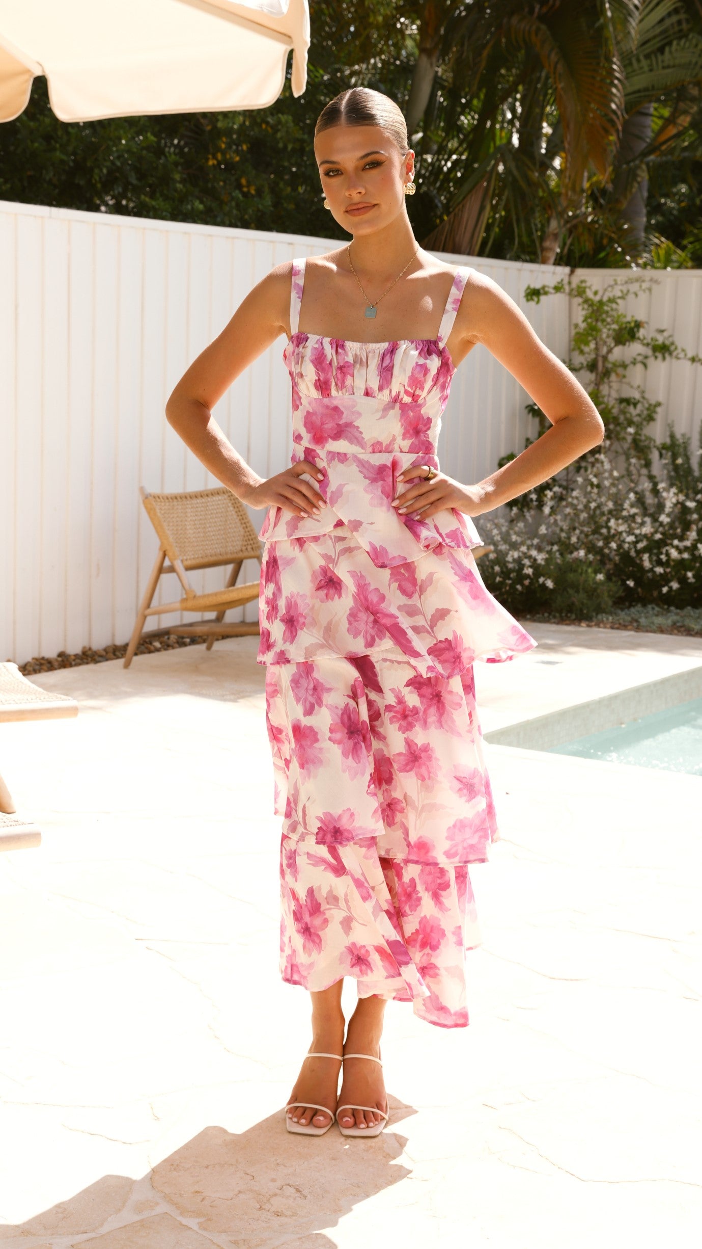 Indi Maxi Dress - Pink Floral Print Long Summer Dress for Women | Boho Chic Beach Dress, Vacation Outfit, Casual Party Wear
