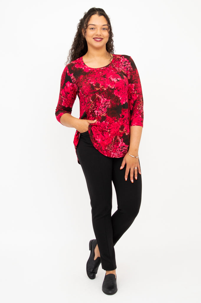Jazz 3/4 Sleeve Women's Top - Normandy Style Bamboo V-Neck Blouse for Casual Wear & Office Outfits