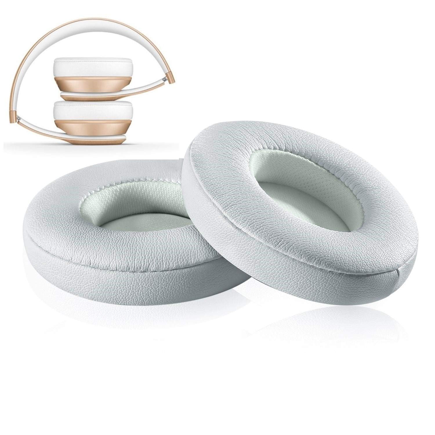 Premium Replacement Earpad Covers for Beats Solo 2.0 & 3.0 Headphones - Soft Memory Foam Ear Cushion Pads (1 Pair, White) - Perfect for Gaming, Music & Travel Comfort