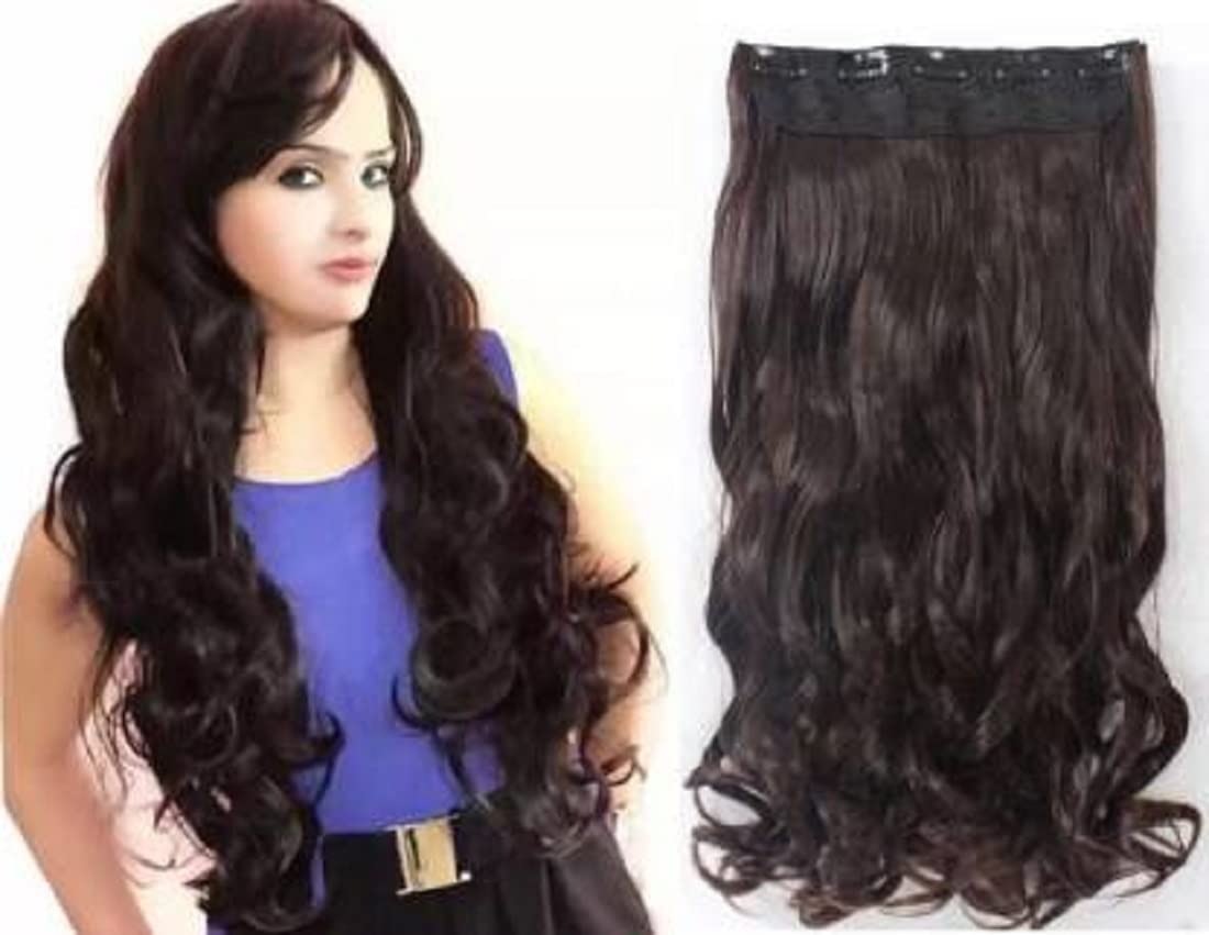 24 Inch Curly Brown Clip-In Hair Extensions for Volume & Length - 5 Clips Human Hair Extensions for Women - Perfect for Parties, Weddings & Daily Styling