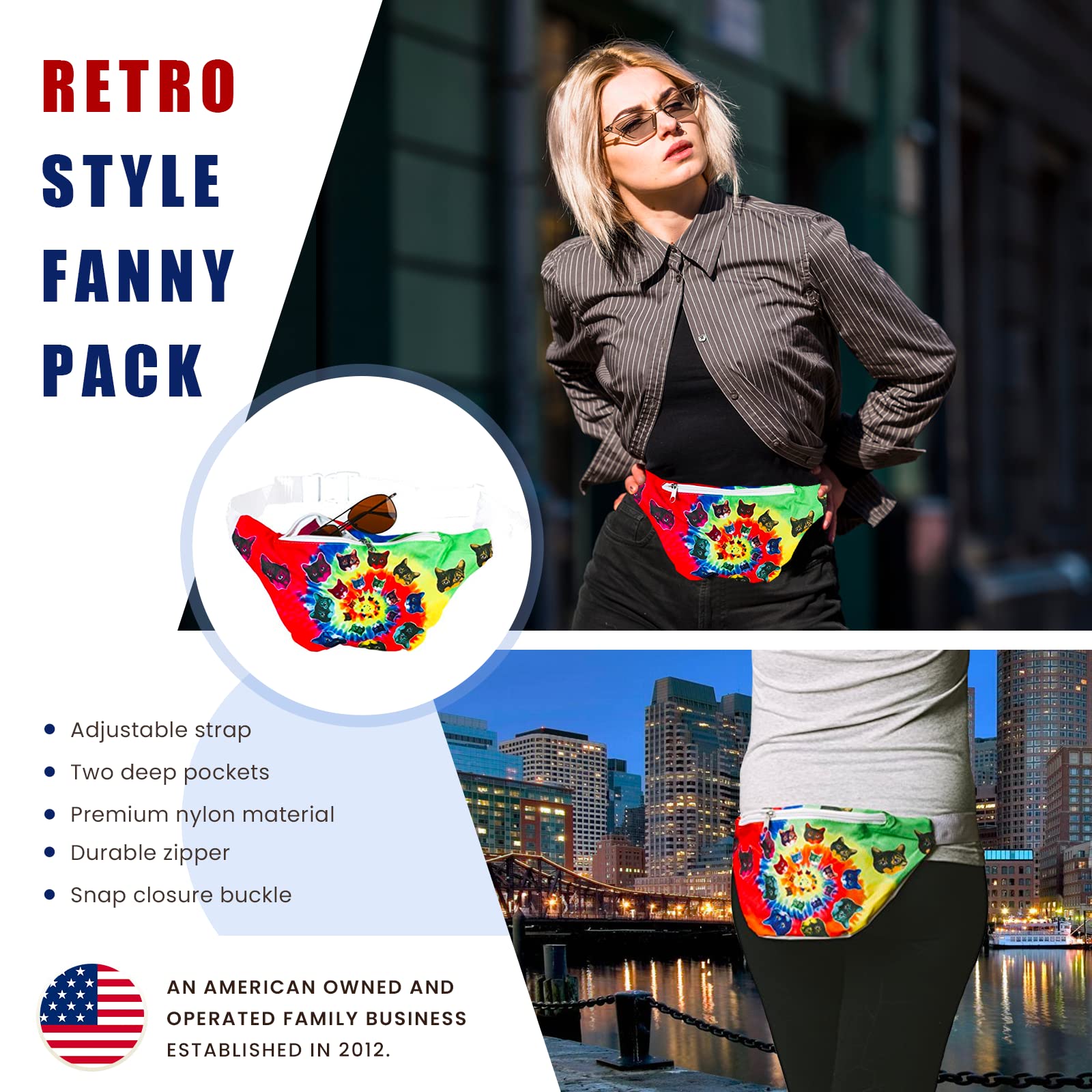 Funny 3D Cat Fanny Pack for Women & Men - Cute Cat Lover Waist Bag for Hiking, Travel & Festivals