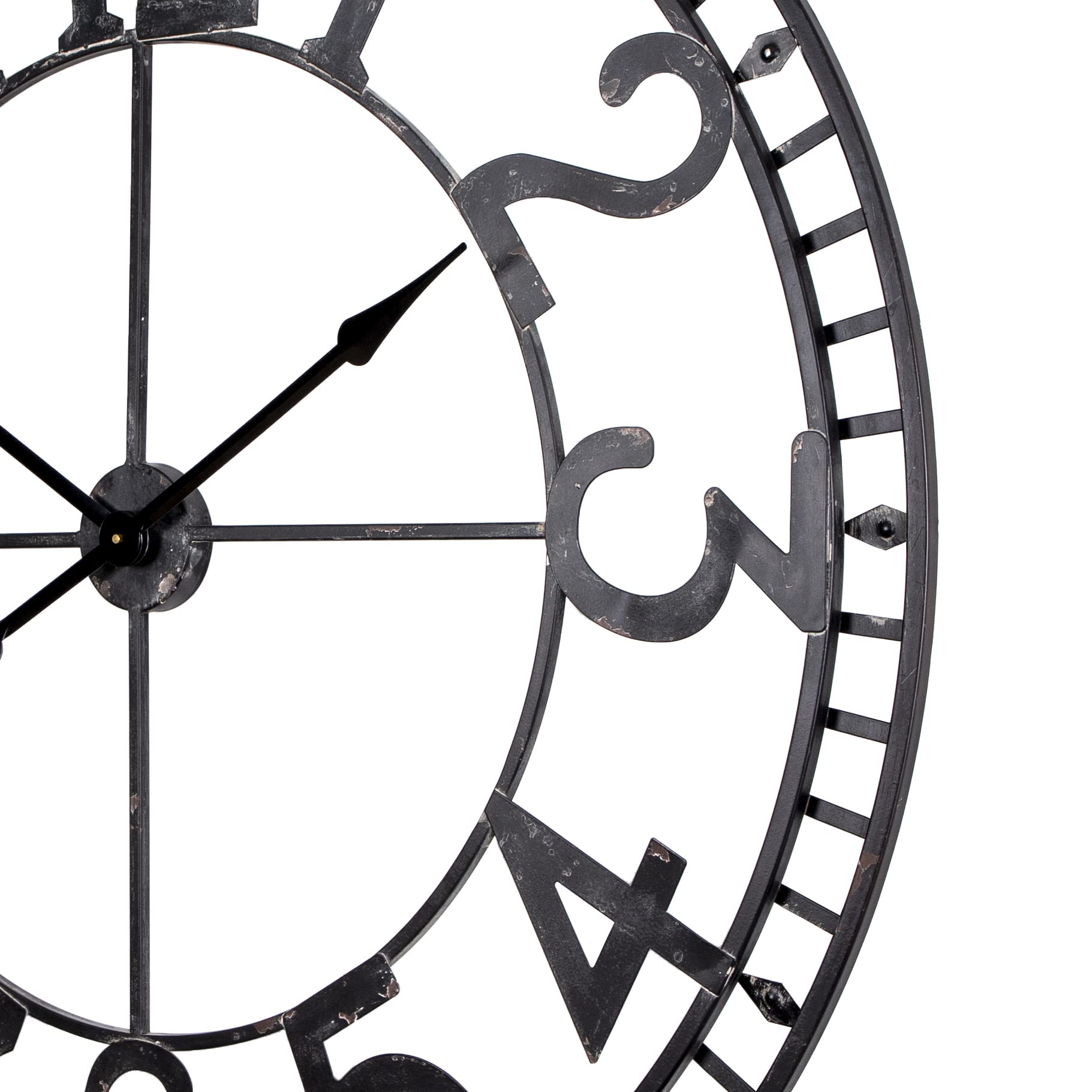 Industrial Wall Clock - Large Metal Clock for Living & Dining Room Decor (43.5