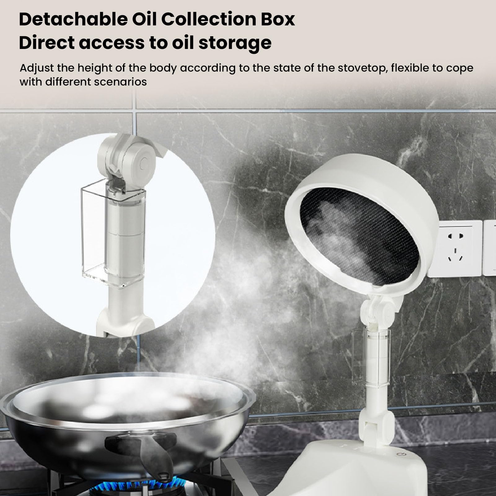 Foldable Portable Range Hood for Kitchen - 3-Speed Quiet Desktop Exhaust Fan with Oil Collection Cup - Perfect for Indoor BBQ, Cooking, and Small Apartments