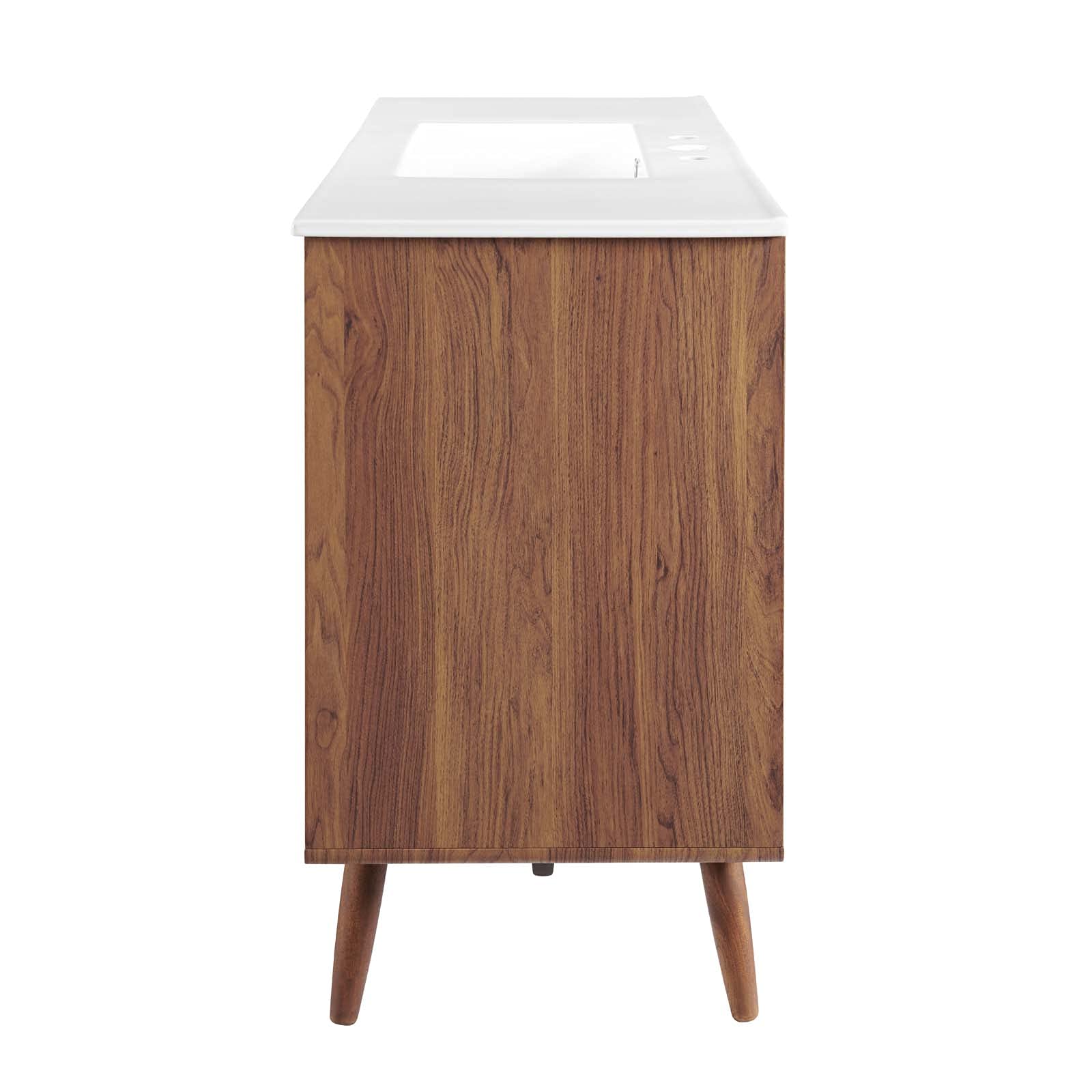 Modern Wooden Sink Vanity Cabinet - Brown Walnut & White Finish for Contemporary Bathrooms | Perfect for Hotel, Master Bedroom & Bathroom Decor