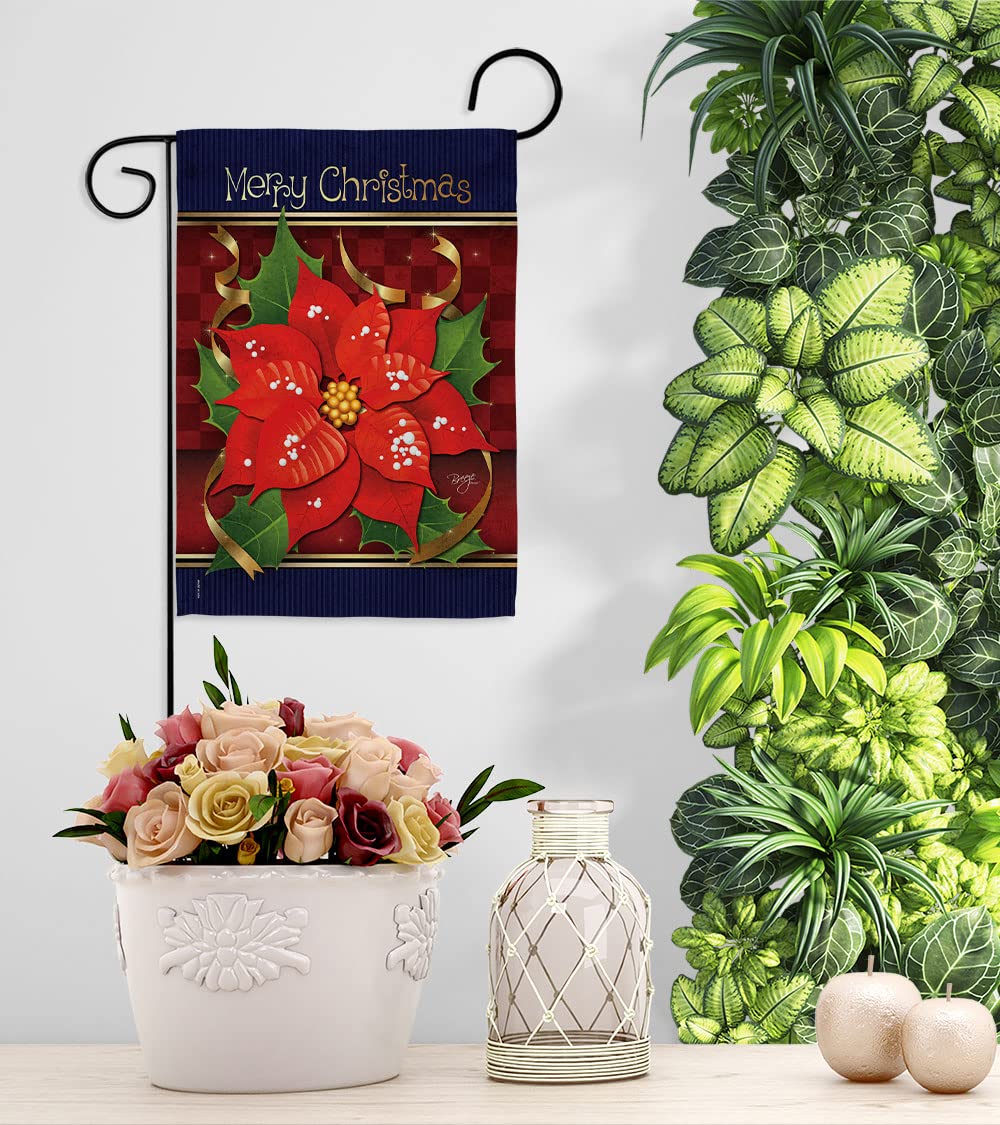 Christmas Poinsettia Garden Flag Set 13