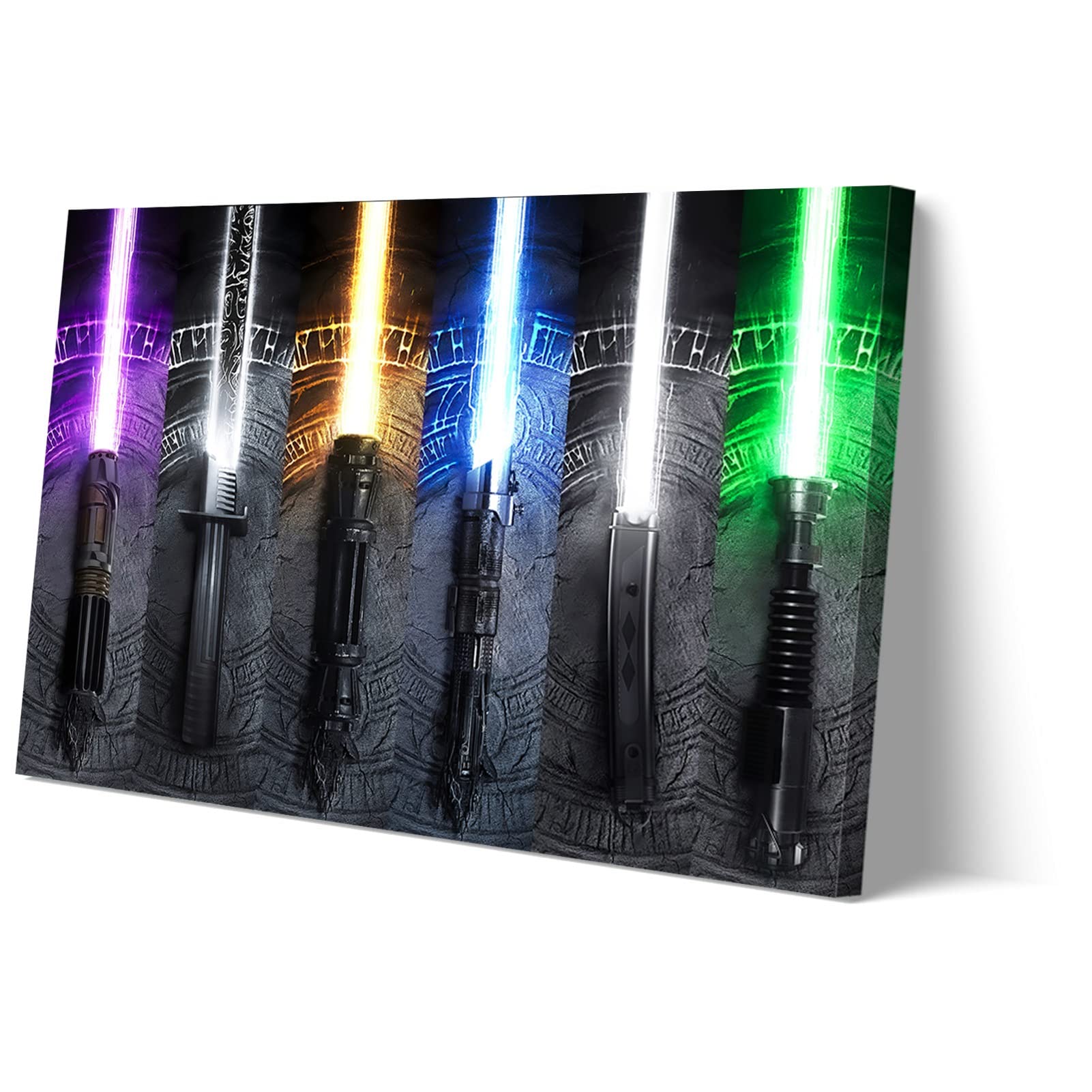 Star Wars Lightsaber Posters - Waterproof Canvas Wall Art for Room, Living Room & Bathroom Decor - 12x18 Inch Framed Print (Perfect for Bedroom, Game Room & Home Theater Display)