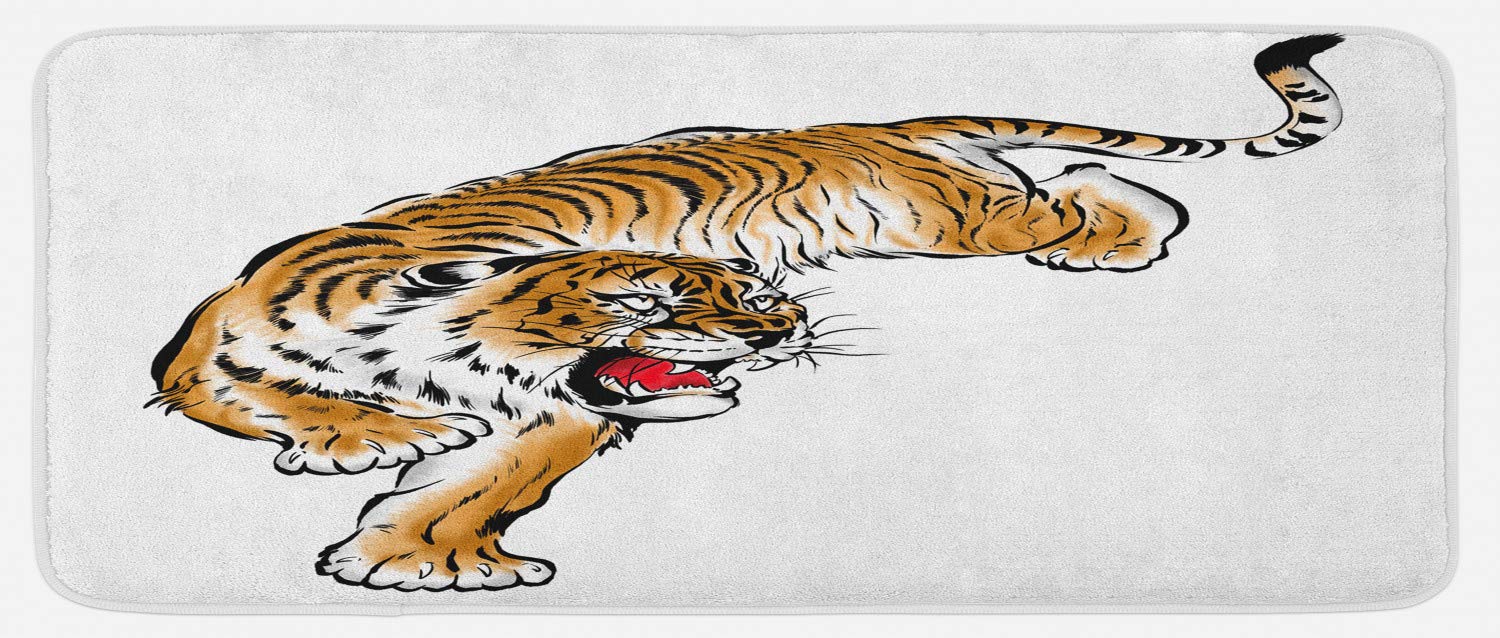 Ambesonne Non-Slip Japanese Tiger Kitchen Mat - 47