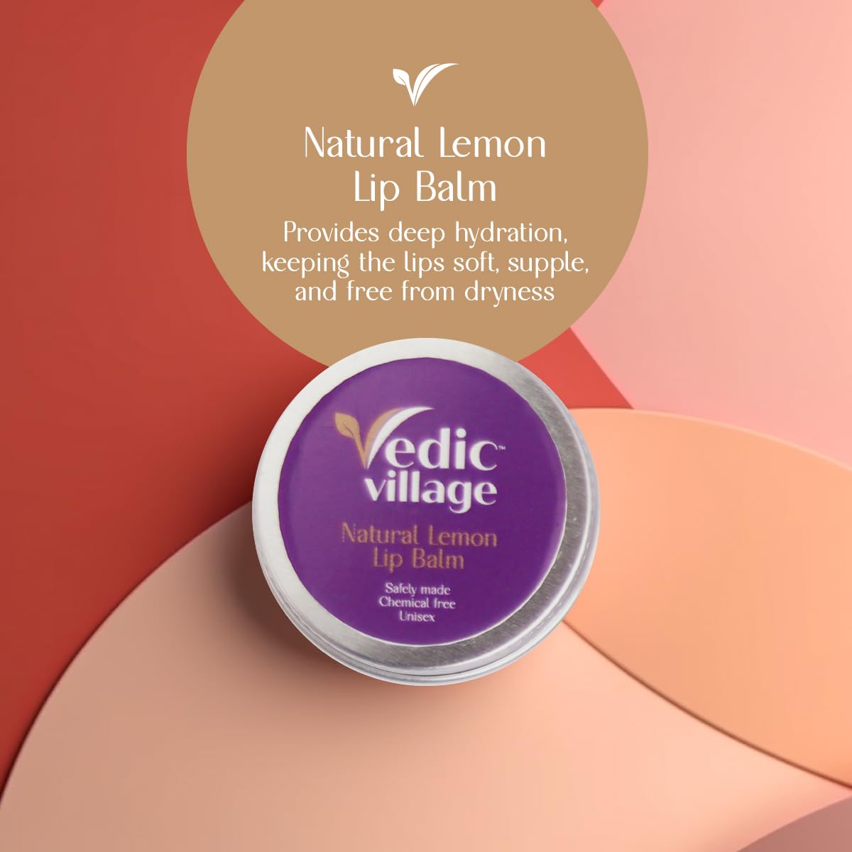 Vedic Village Lemon Lip Balm 10g + Natural Eye Cream 30g + Foot Care Cream 60g - Organic Skincare Set for Dry Lips, Puffy Eyes & Cracked Heels - Perfect for Daily Hydration & Nighttime Routine