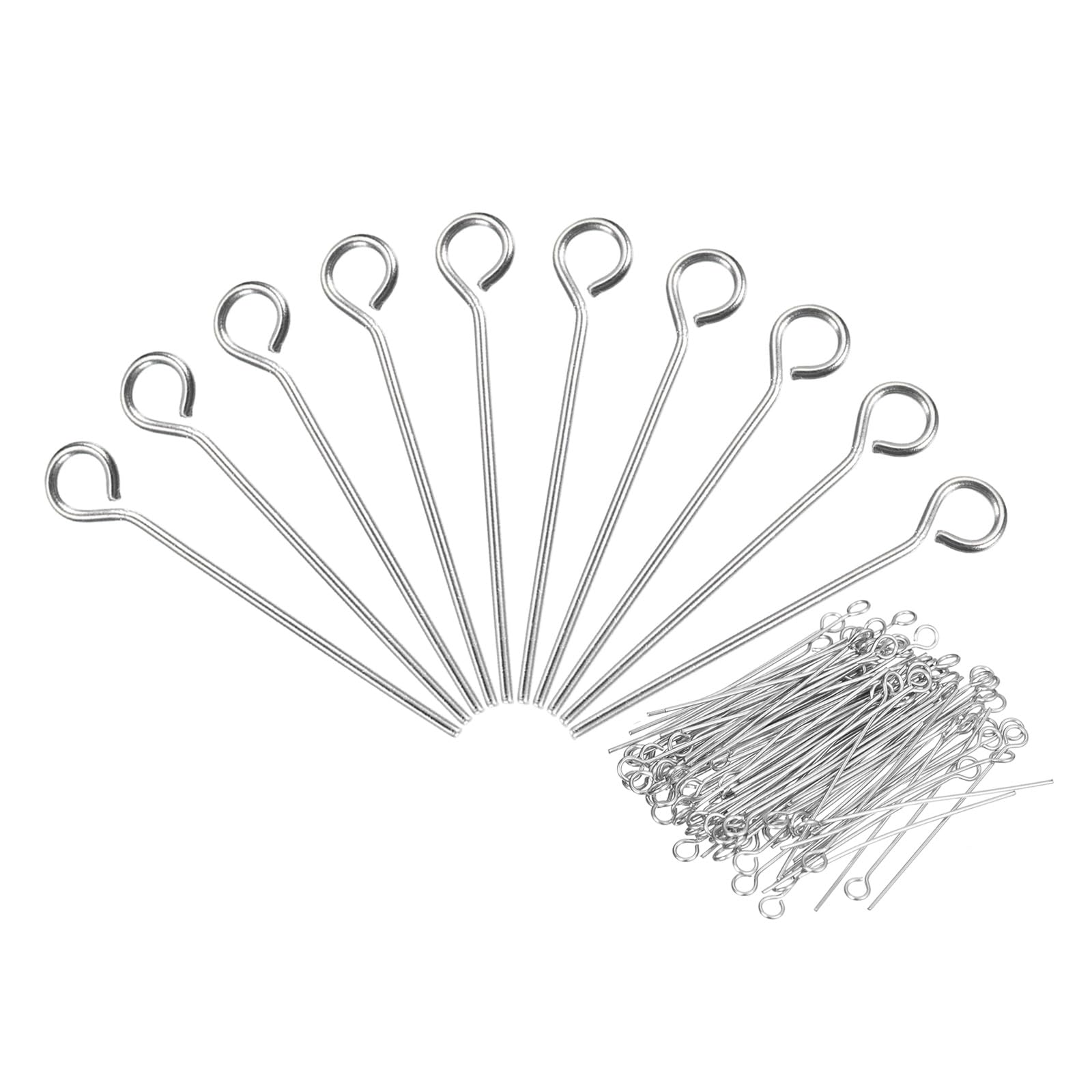 600Pcs 304 Stainless Steel Jewelry Eye Pins 20mm 22 Gauge Silver Open Eye Pins - DIY Jewelry Making Supplies for Necklaces, Bracelets, Earrings - Perfect for Crafting, Beading, and Handmade Jewelry Projects