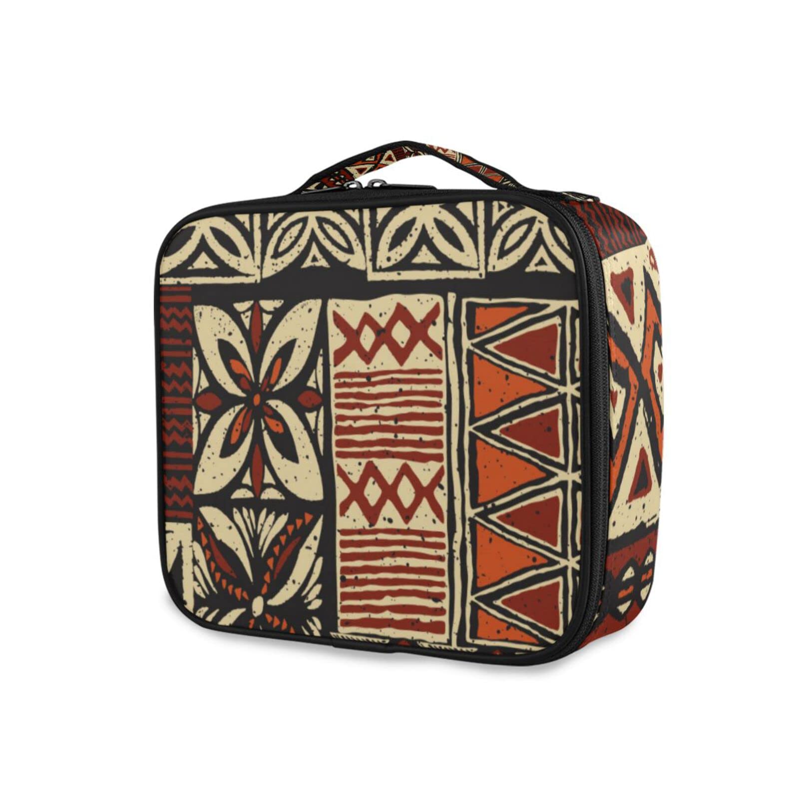Hawaiian Tribal Travel Makeup Bag - Portable Cosmetic Organizer with Adjustable Dividers for Women & Girls | Perfect for Vacations, Beach Trips & Daily Use