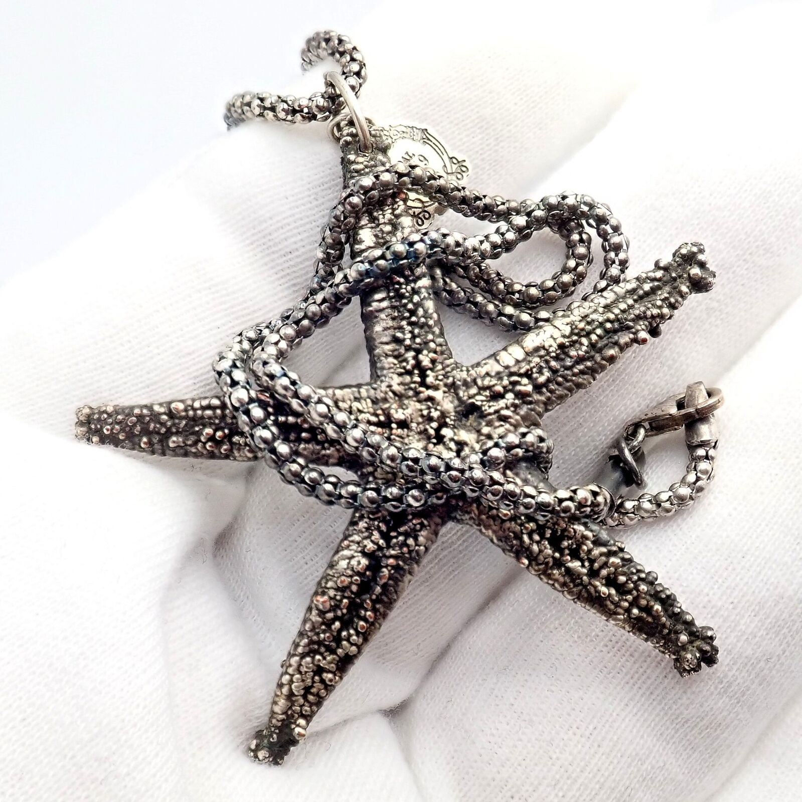Vintage Mario Buccellati Sterling Silver Large Starfish Statement Necklace - Rare Collectible Jewelry for Women, Perfect for Beach Weddings & Summer Fashion