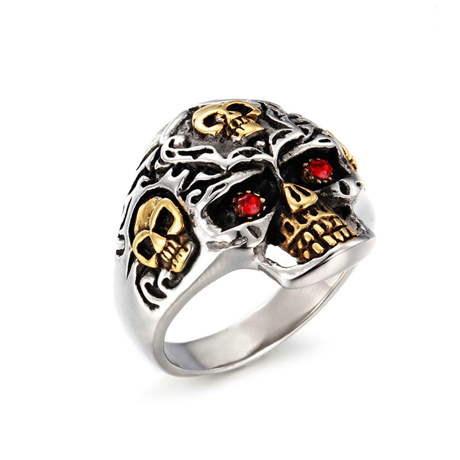**Daesar Men's Stainless Steel Rings - Punk Style Cubic Zirconia Band with Skull Design in Silver & Gold - Vintage Jewelry for Men - Perfect for Gifts, Parties, and Everyday Wear**