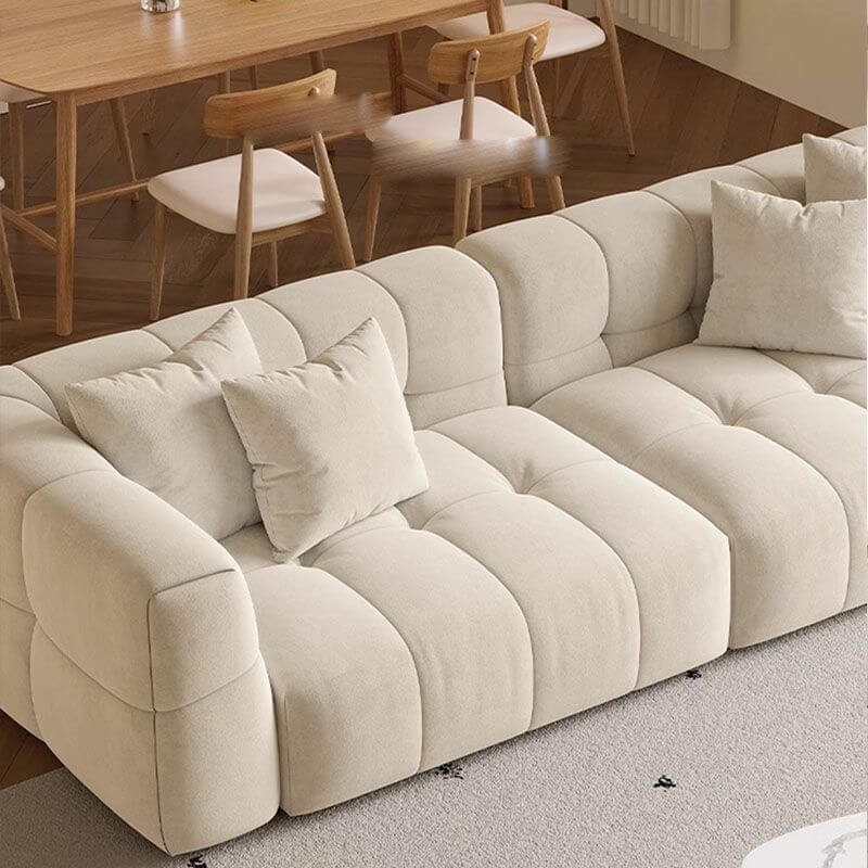 Minimalist Scratch-Resistant Solid Color Sofa Couch - Dove Grey, Beige & Butter Options - 3/4/5 Seater with Matching Pillows - Perfect for Living Room, Lounge & Family Gatherings