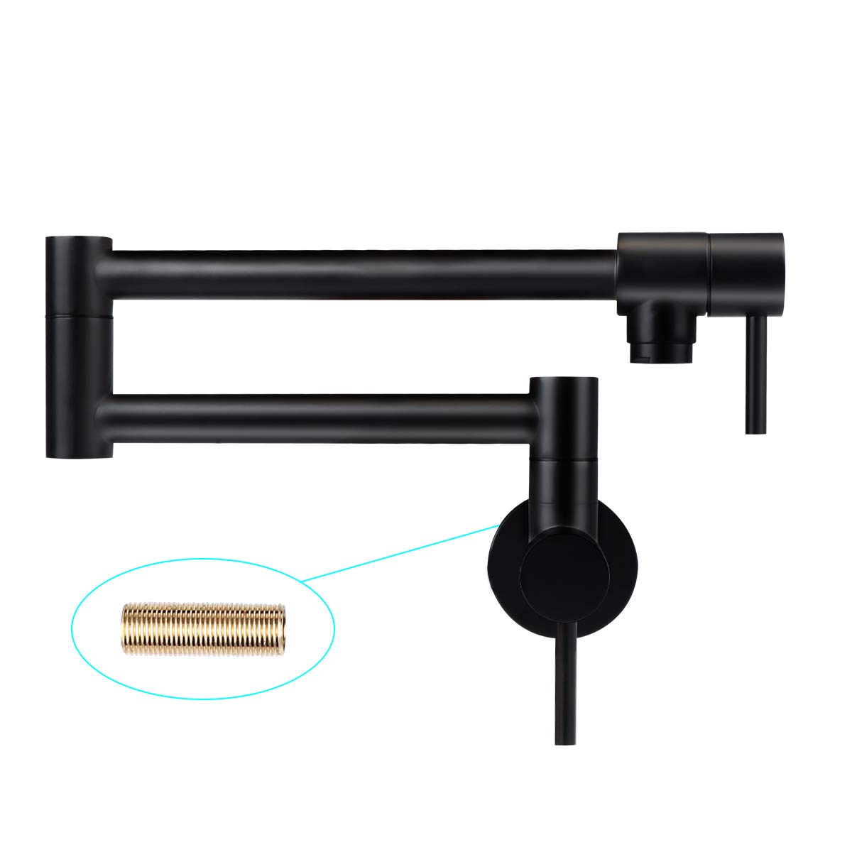 KWODE Matte Black Pot Filler Faucet - Wall Mount Commercial Kitchen Sink for Cooking & Baking
