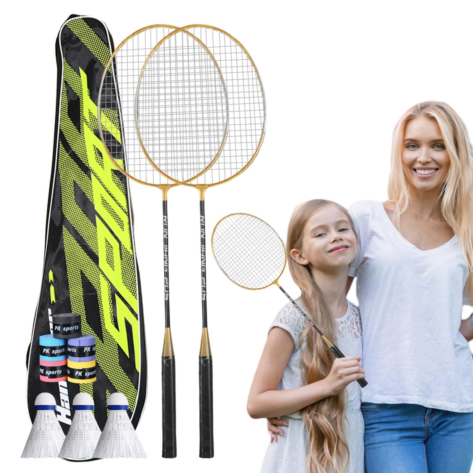 Lightweight Badminton Rackets Set with Sweat-Absorbent Grip for Outdoor Games