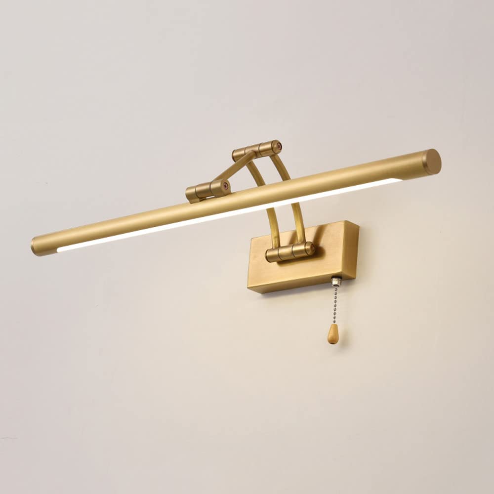 Adjustable Copper LED Bathroom Mirror Light with Pull Chain Switch - Modern Vanity Wall Lighting for Makeup, Shaving & Grooming - Waterproof Toilet Mirror Lamp for Bathroom, Washroom & Dressing Room