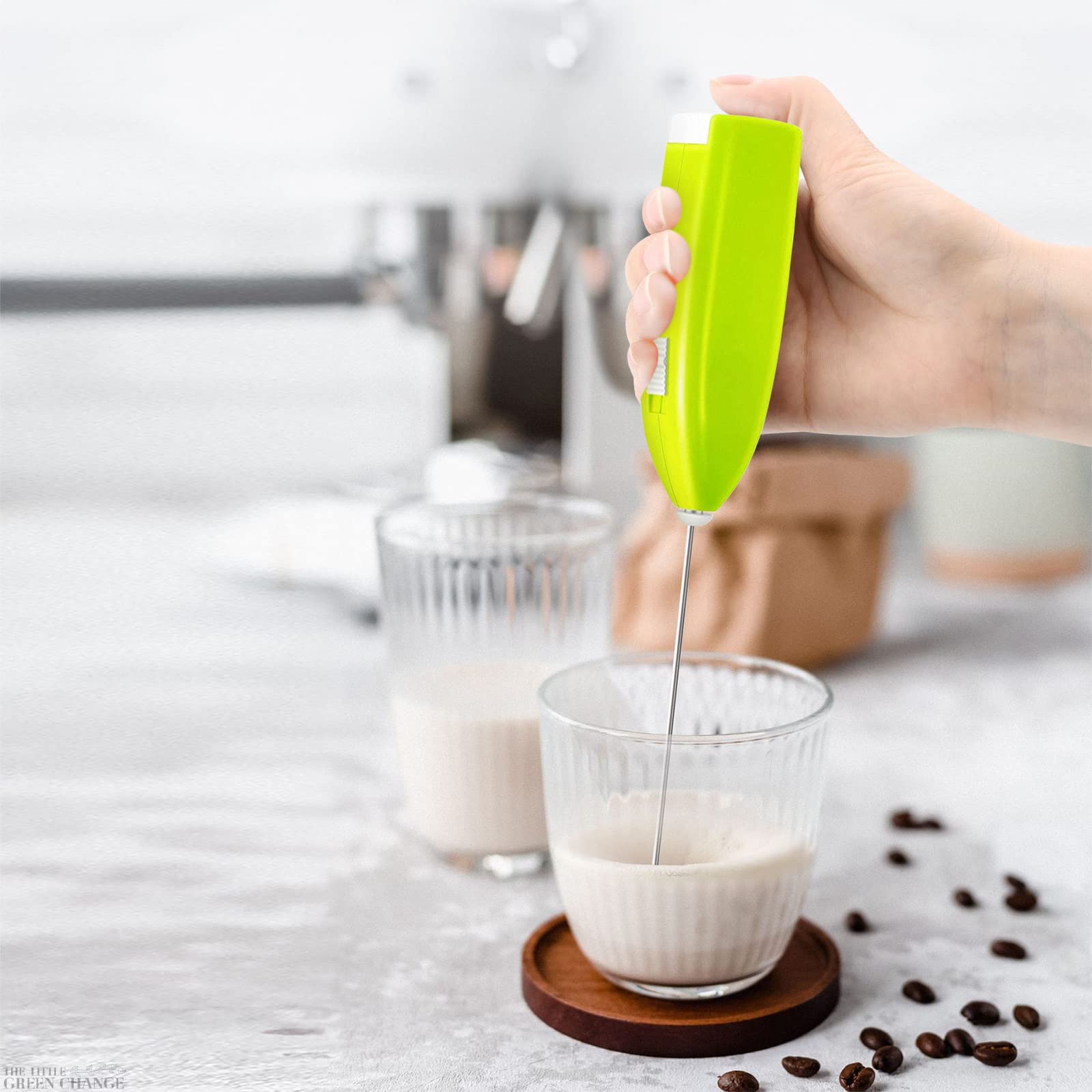 4Pcs Electric Milk Frother Handheld Mixer - Mini Stainless Steel Battery Operated Coffee Frother & Egg Whisk | Perfect for Lattes, Cappuccinos, Hot Chocolate & Baking at Home