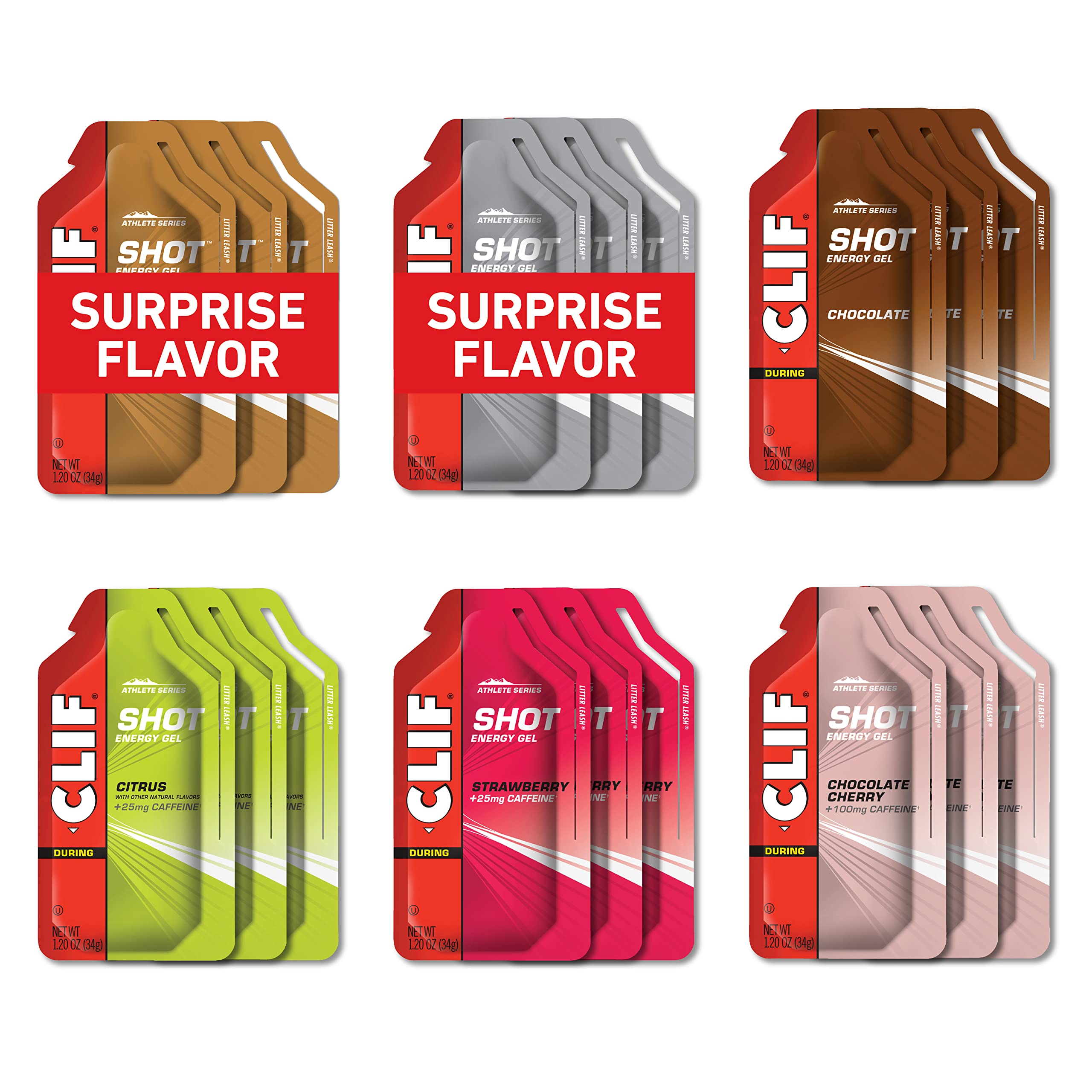 CLIF SHOT Energy Gels - Best Sellers Variety Pack (18 Count, 1.2 Oz Each) - Non-GMO Fast Fuel with Electrolytes for Cycling, Running & Endurance Sports - Quick Energy Boost for Athletes & Outdoor Activities - Packaging May Vary