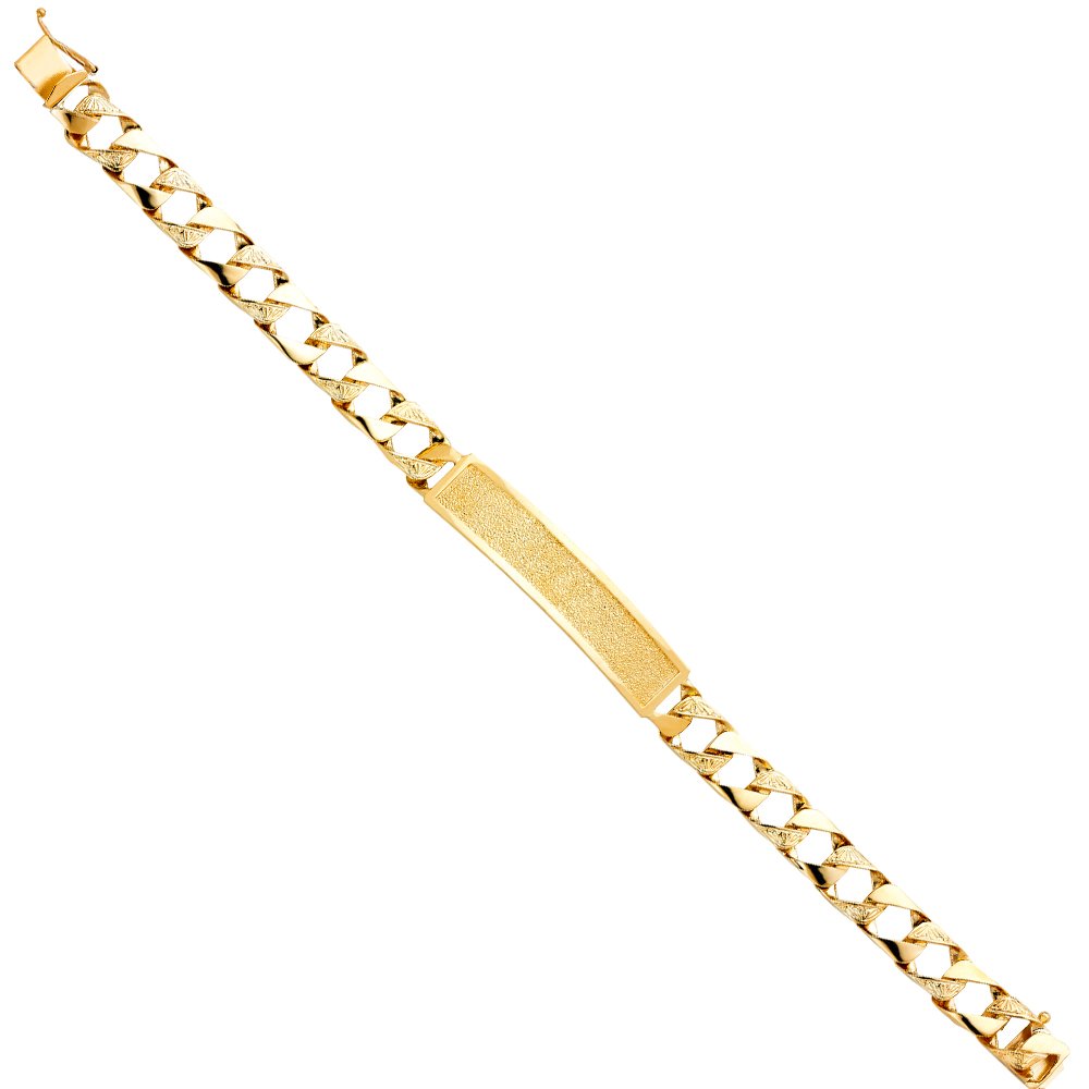 14K Yellow Gold Cuban Link ID Bracelet - 8.5