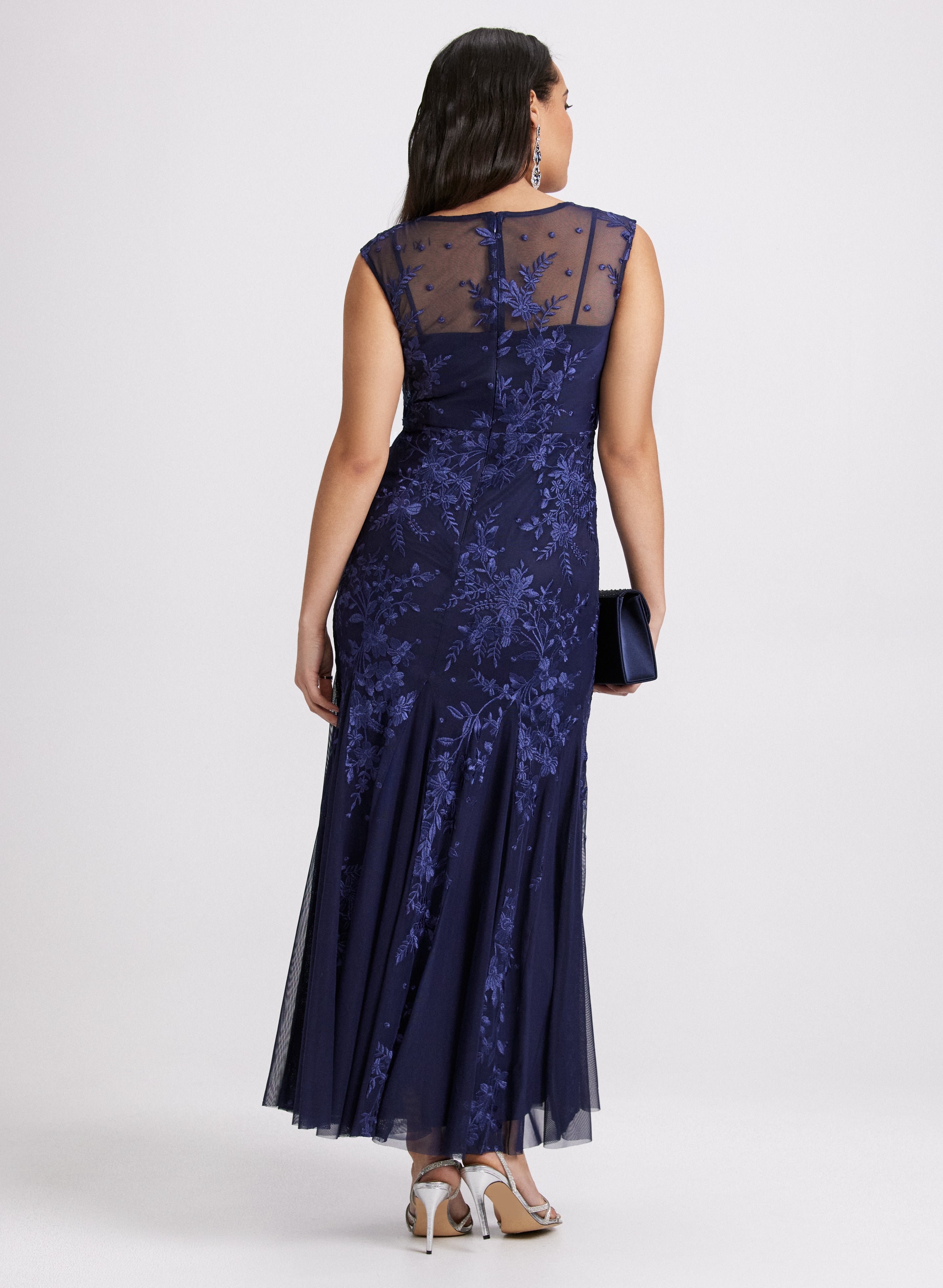 Floral Embroidered Tulle Dress for Women - Elegant Spring Summer Wedding Party Gown - Perfect for Bridal Shower, Garden Party & Special Occasions