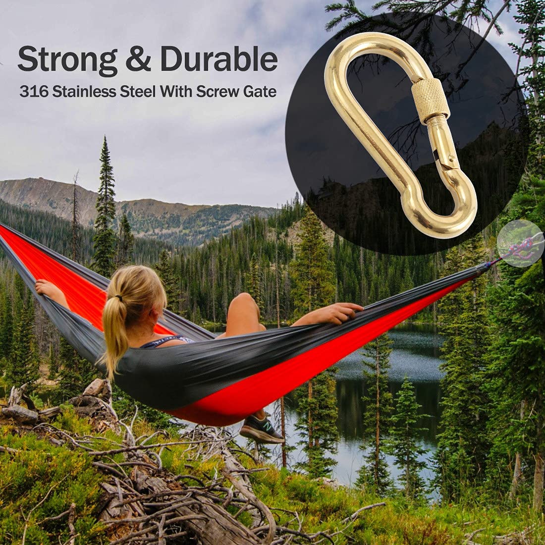 Heavy Duty PROND Locking Carabiners - 316 Stainless Steel Screw Gate Carabiner Hooks for Climbing, Hiking, Camping & Outdoor Gear Safety