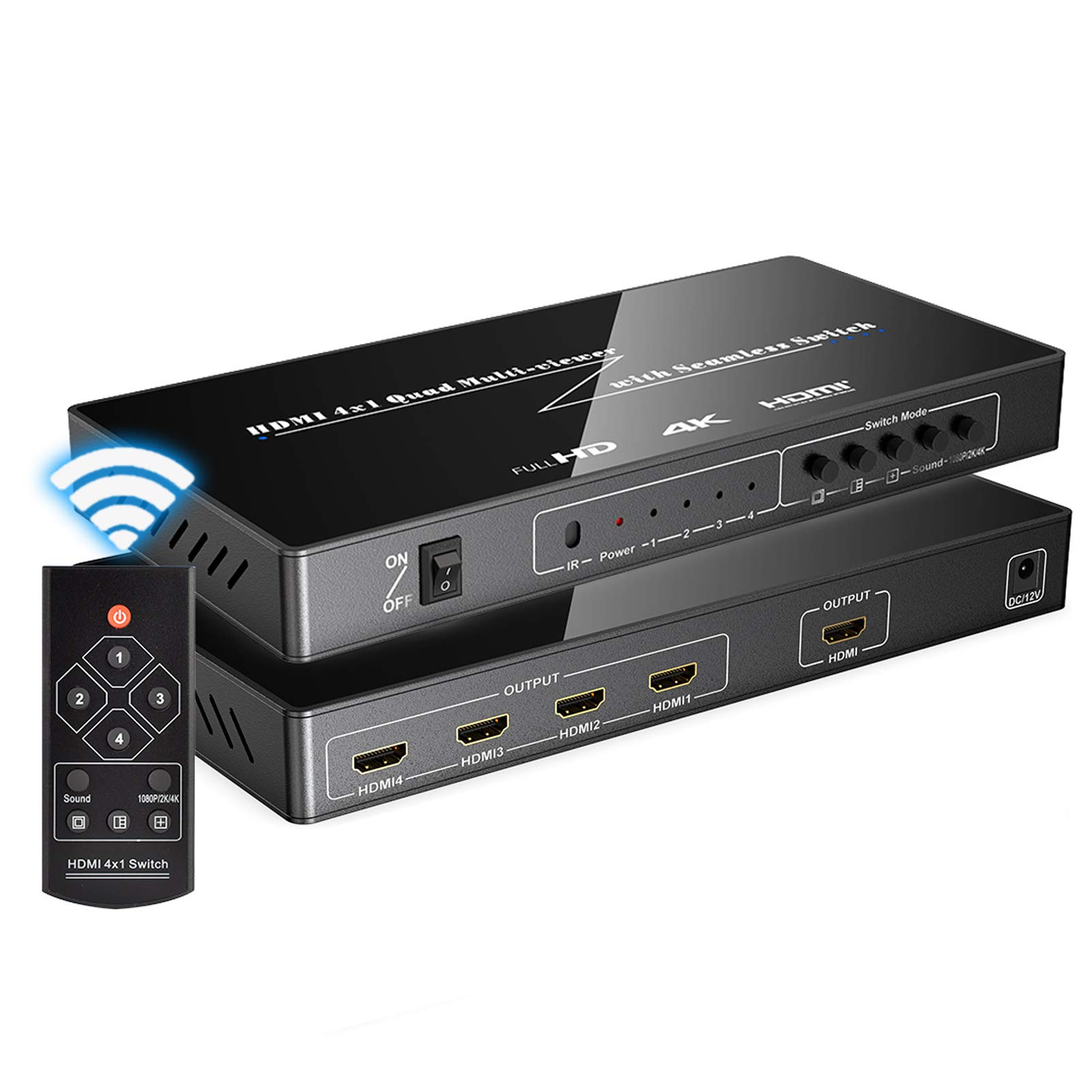 4K 4 in 1 Out HDMI Multi-Viewer - 4K@30Hz 2K@60Hz HDMI Screen Splitter with Audio Switching | 4 Display Modes for Engineers, Conference Rooms, Video Meetings, Security Monitoring & Digital Signage | Perfect for Control Rooms, Trade Shows & Multi-Screen Presentations