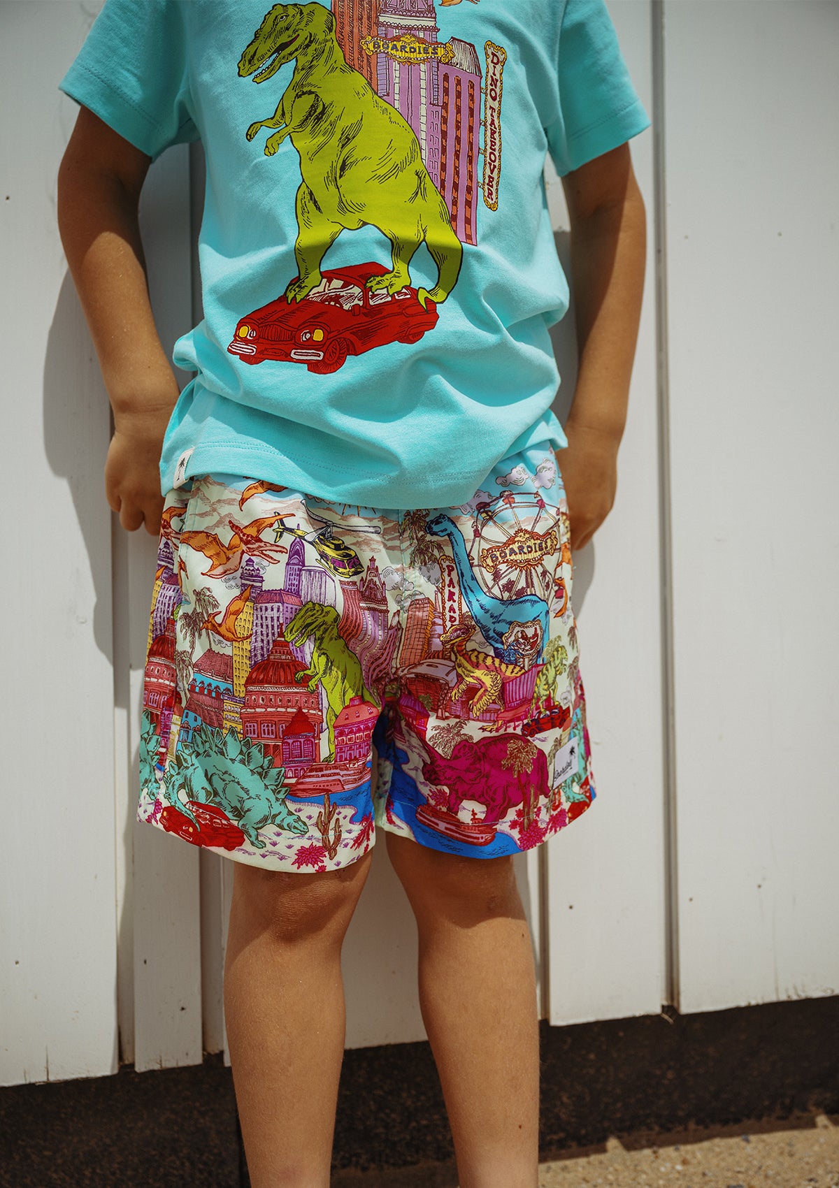Dino Takeover Swim Shorts for Men & Boys - Matching Father & Son Swimwear Set for Beach, Pool & Summer Vacations