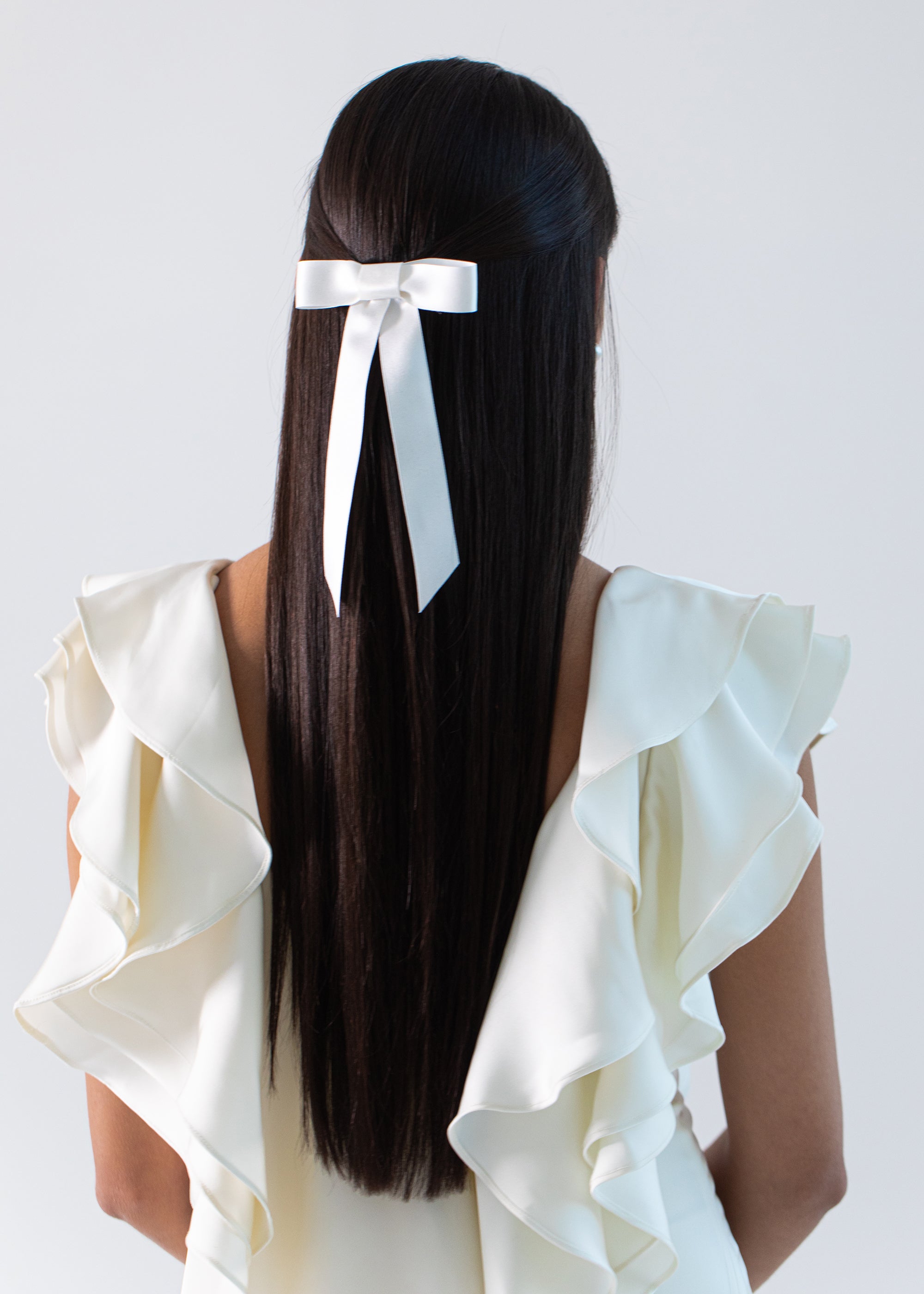 Elegant Ivory Sasha Bow Barrette Hair Clip - Perfect for Weddings, Parties & Everyday Styling