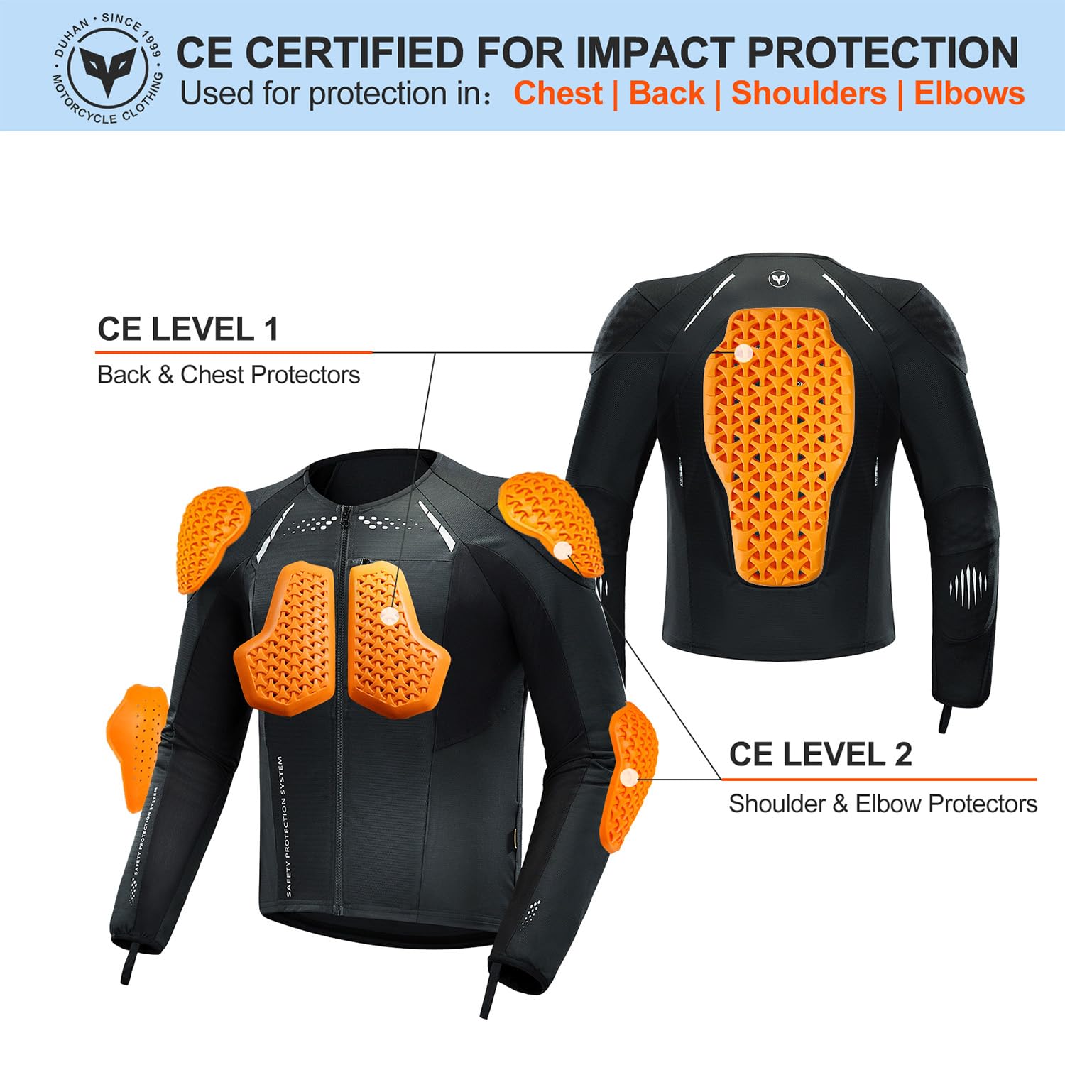 DUHAN Men's CE Level 2 Armored Mesh Motorcycle Jacket - Breathable Protective Riding Shirt for All Seasons | Ideal for Street Biking, Touring & Commuting