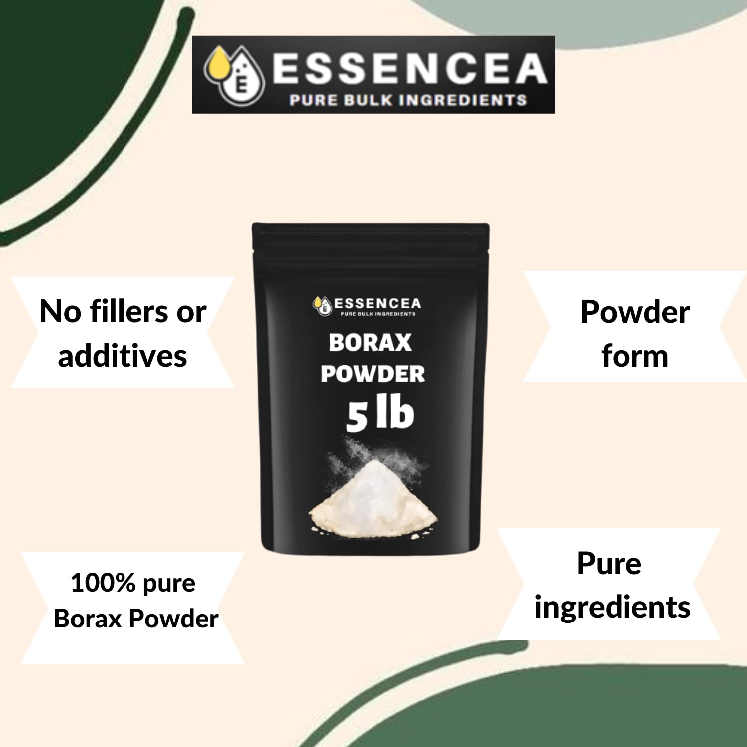 5lb Pure Borax Powder | Multi-Purpose Natural Cleaner & Laundry Booster | 80oz Bulk Bag for Home Cleaning, DIY Slime & Pest Control