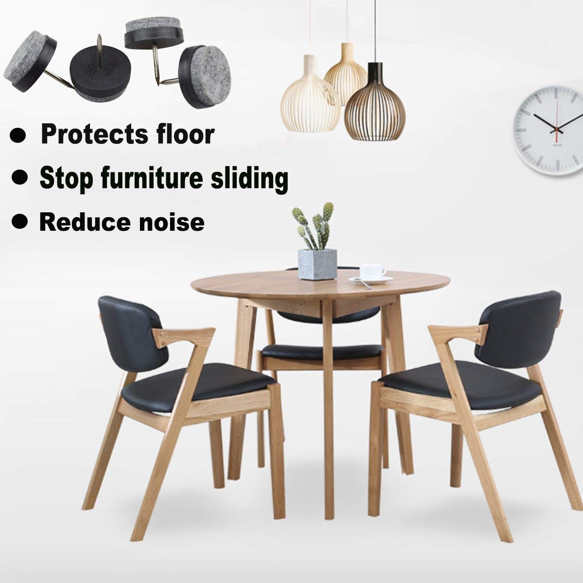 40pcs Heavy Duty Round Nail-On Felt Pads 28mm - Anti-Slip Furniture Floor Protectors for Chair & Table Legs - Black Felt Pads for Hardwood Floors & Noise Reduction