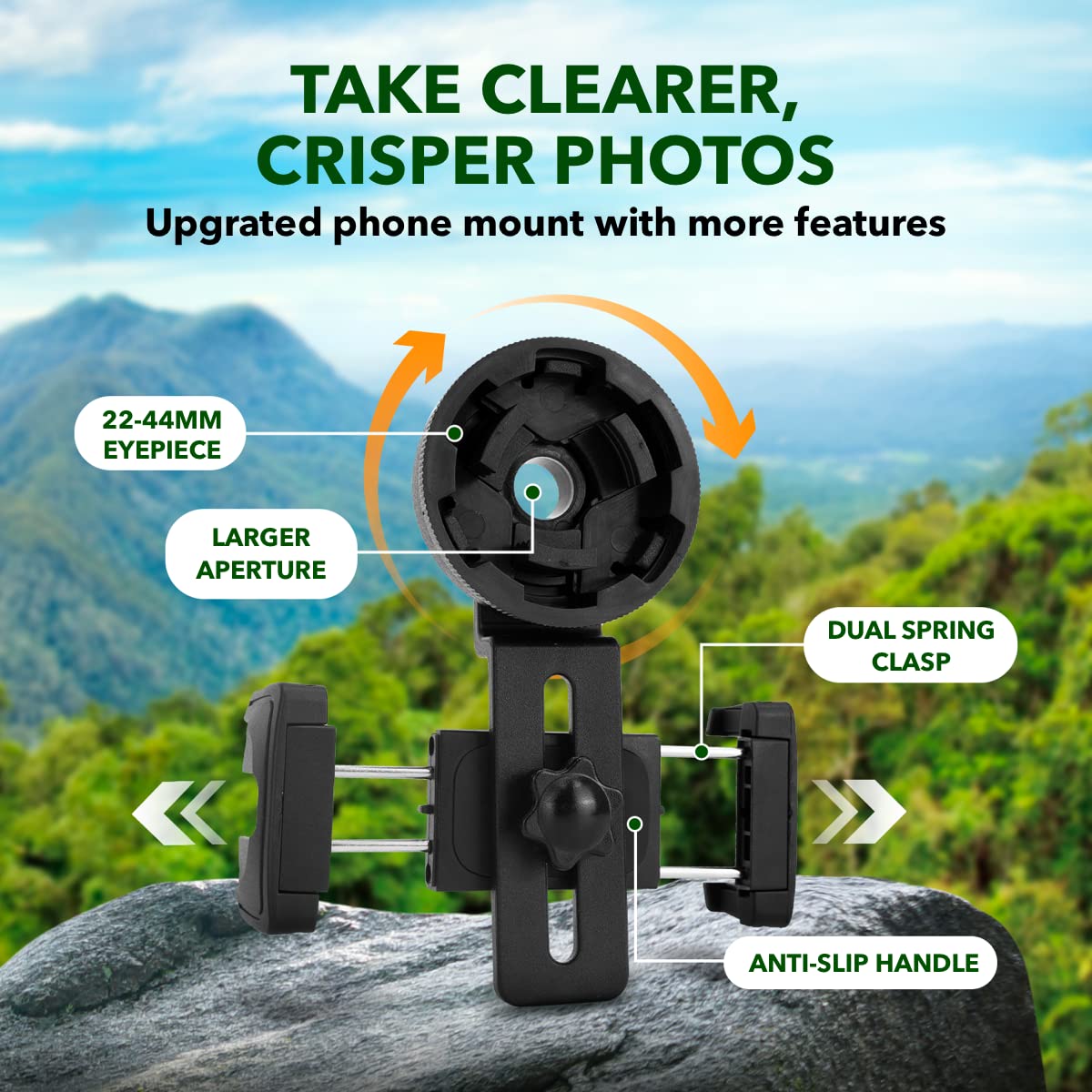 STARSCOPE Universal Phone Telescope Adapter - Adjustable Smartphone Mount for Binoculars, Spotting Scopes & Monoculars | Fits Most Phones Up to 110mm | Easy Setup for Bird Watching, Stargazing & Outdoor Adventures