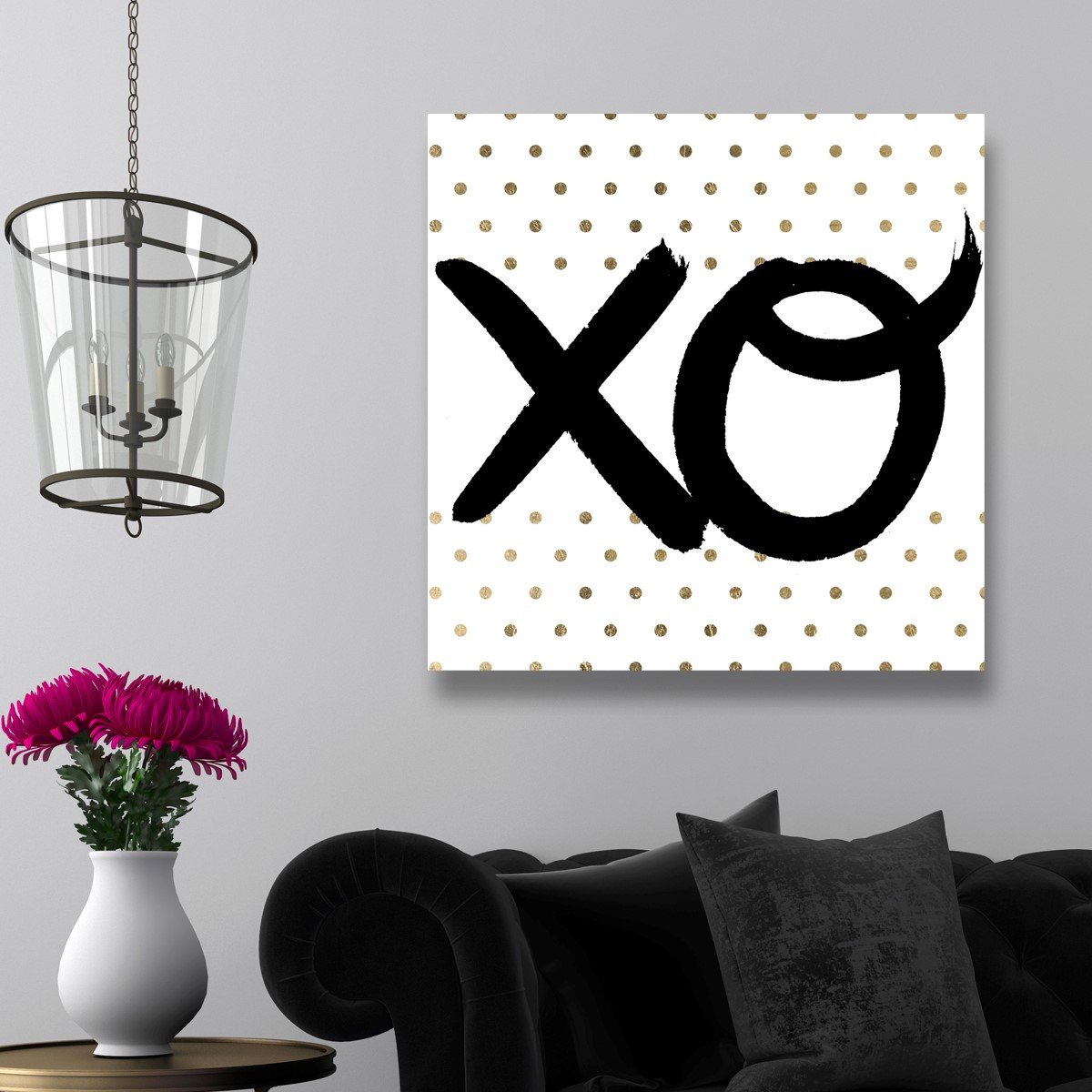 Oliver Gal Artist Co. 'XO' Typography Wall Art Canvas Print - 16x16 Inch Black & White Home Decor for Living Room, Bedroom & Office | Inspirational Quote Artwork