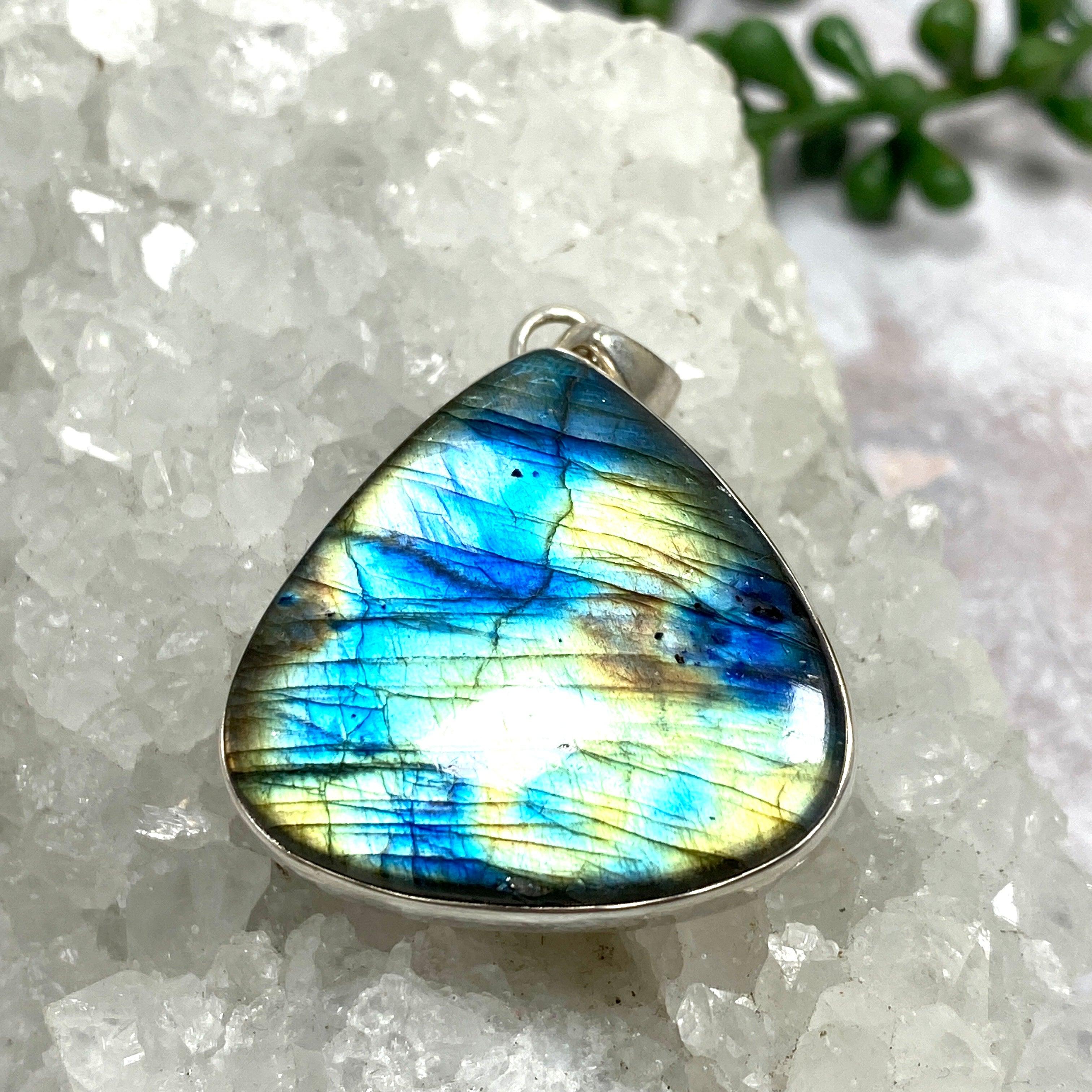 Natural Labradorite Teardrop Pendant Necklace - KPGJ1547 | Healing Crystal Jewelry for Women, Spiritual Protection & Energy Balance | Perfect for Meditation, Yoga & Everyday Wear